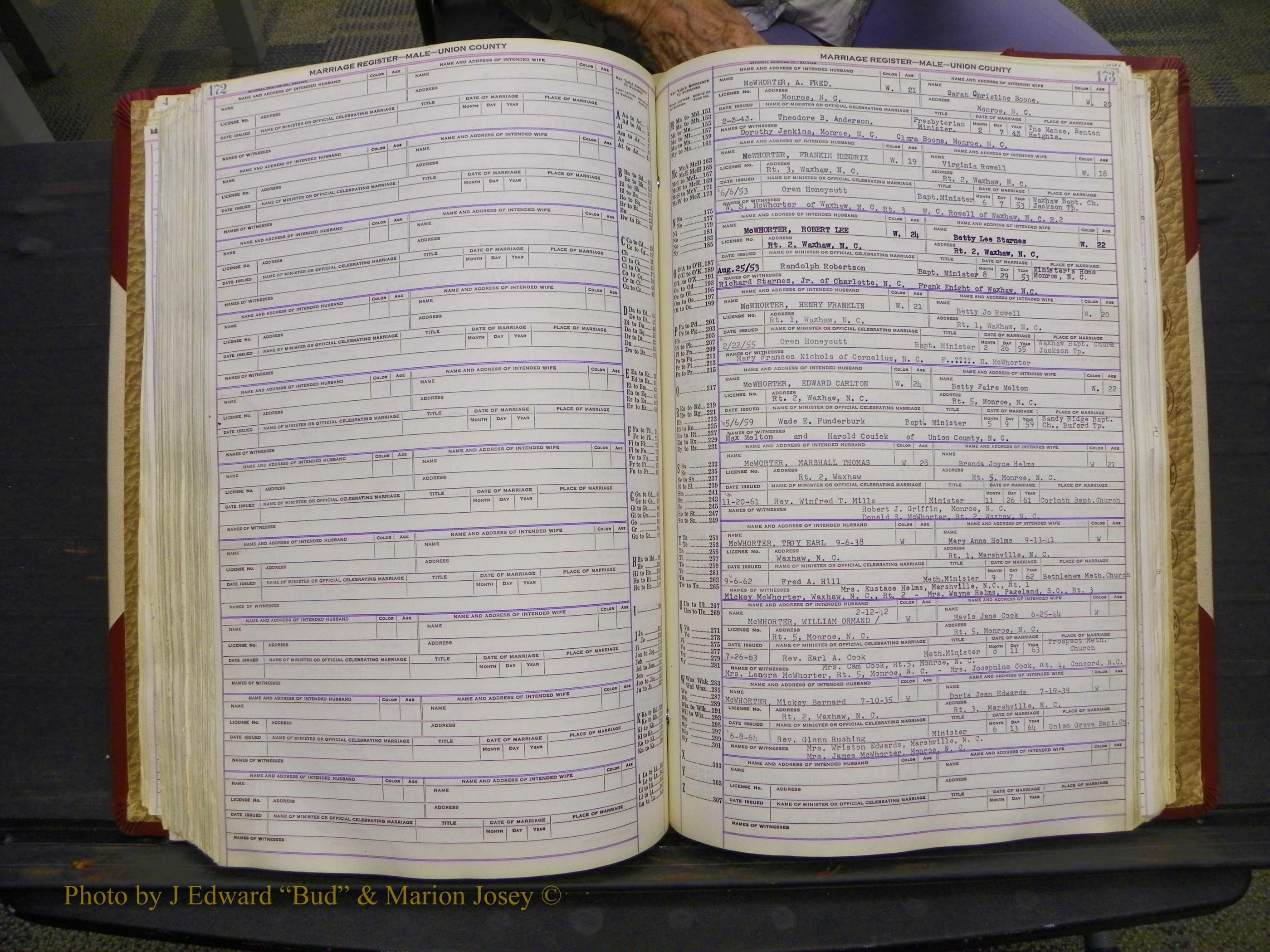 Union Co, NC Marriage Book 10, A-Z, 1937-1965 (230).JPG