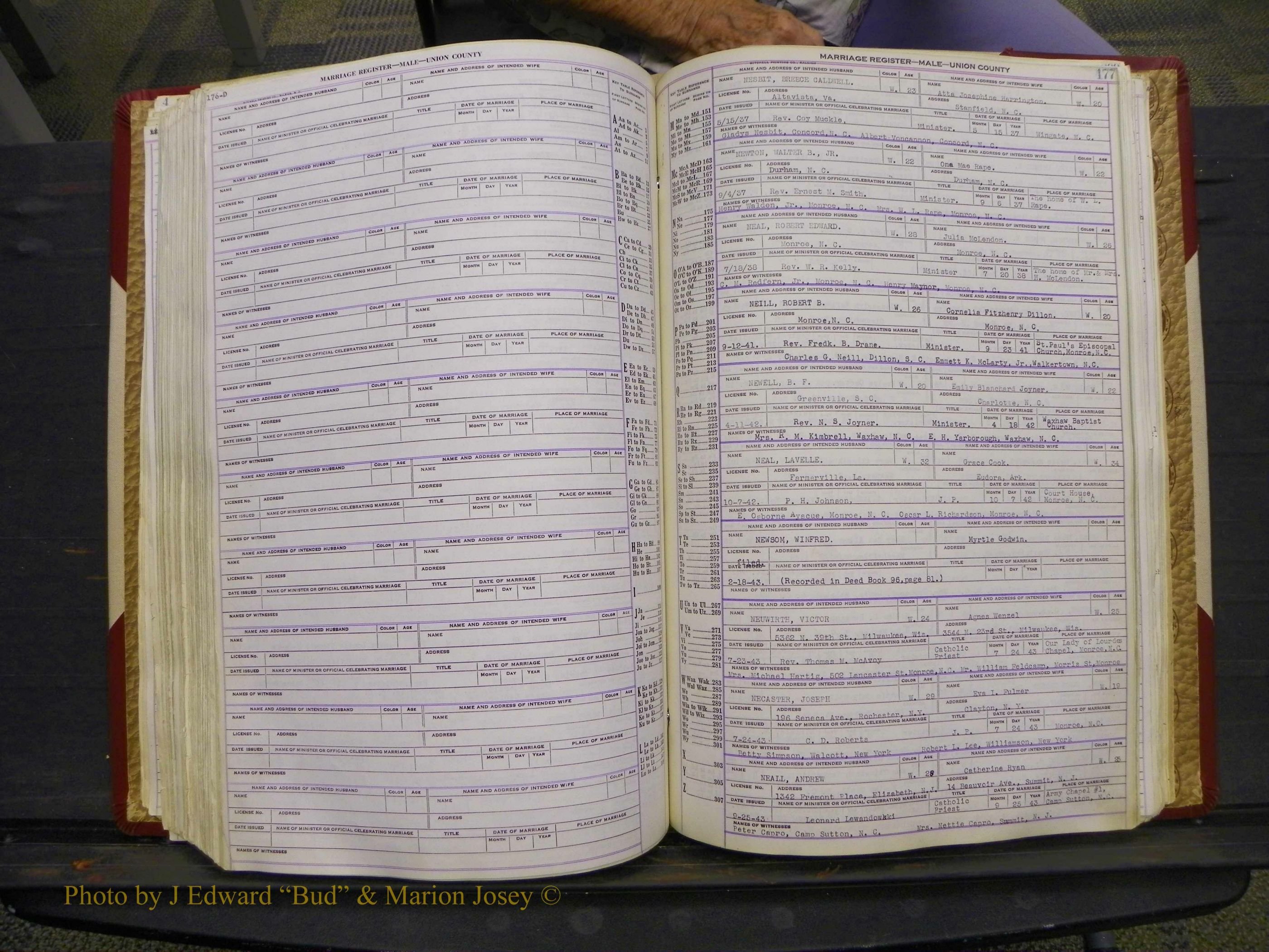 Union Co, NC Marriage Book 10, A-Z, 1937-1965 (234).JPG