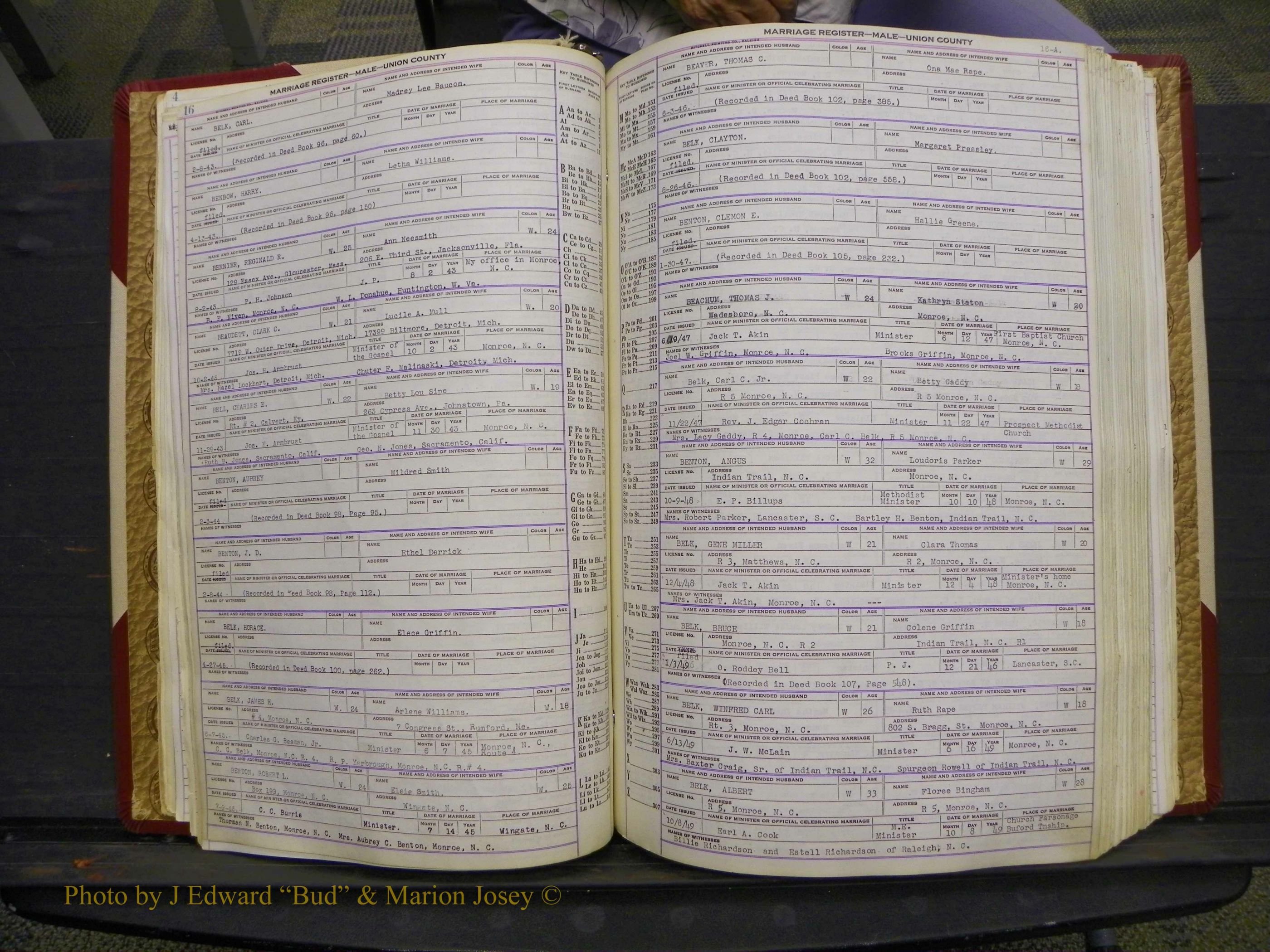 Union Co, NC Marriage Book 10, A-Z, 1937-1965 (24).JPG