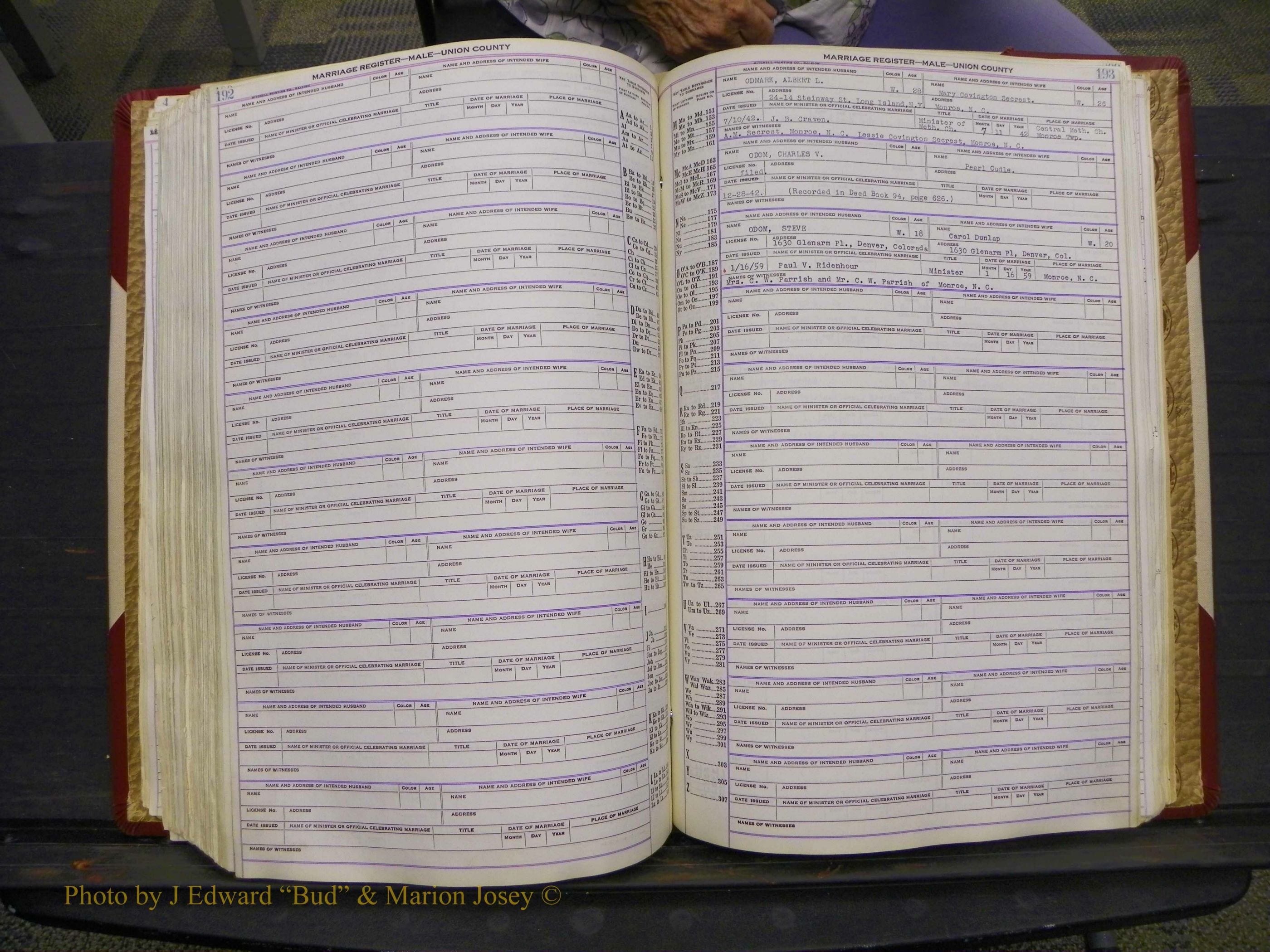 Union Co, NC Marriage Book 10, A-Z, 1937-1965 (242).JPG