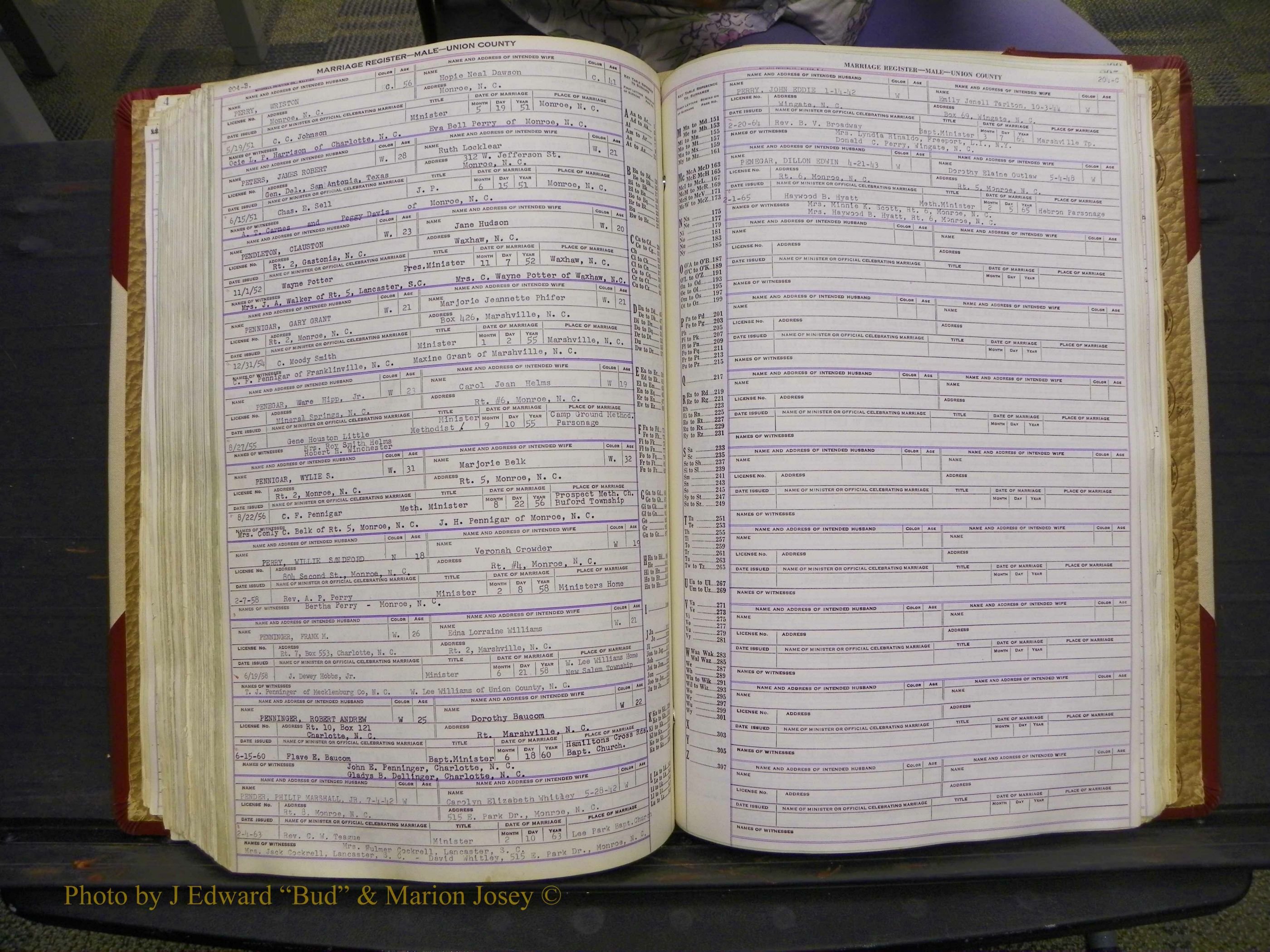 Union Co, NC Marriage Book 10, A-Z, 1937-1965 (251).JPG