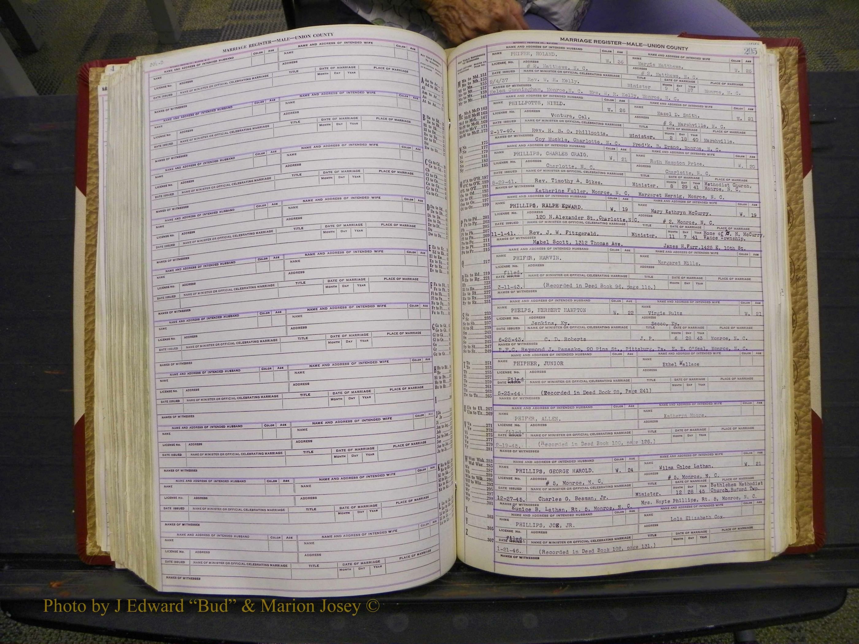 Union Co, NC Marriage Book 10, A-Z, 1937-1965 (252).JPG