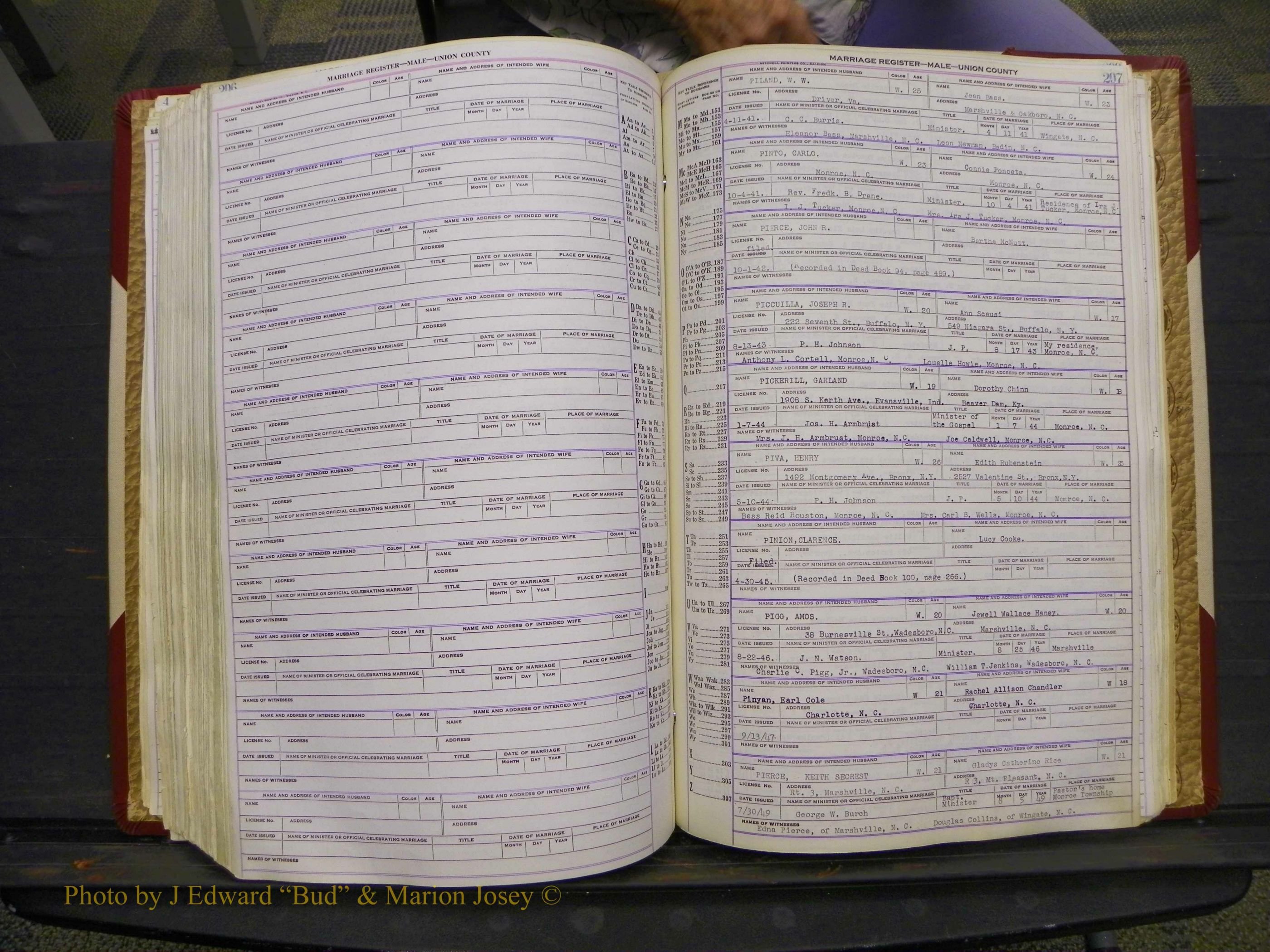 Union Co, NC Marriage Book 10, A-Z, 1937-1965 (253).JPG