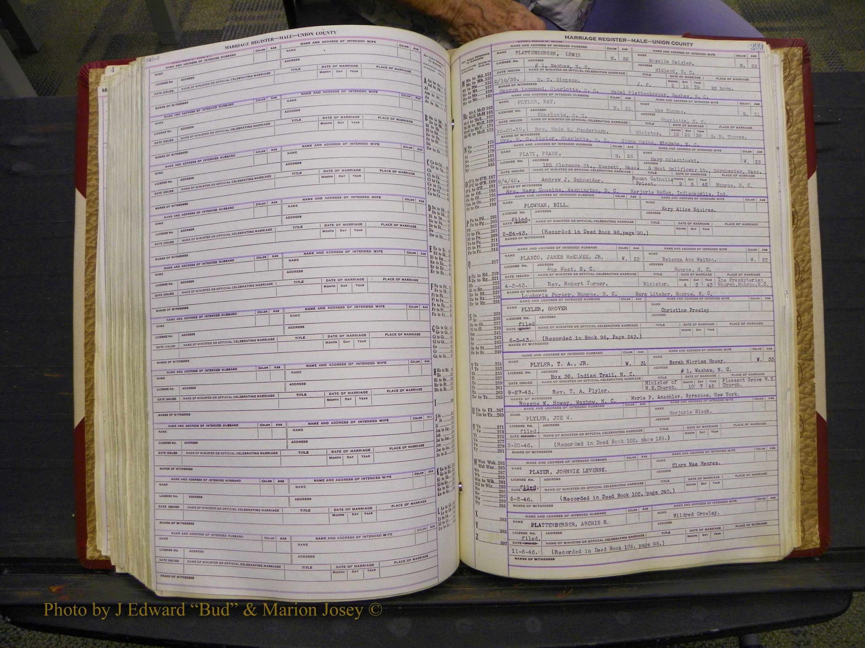 Union Co, NC Marriage Book 10, A-Z, 1937-1965 (256).JPG