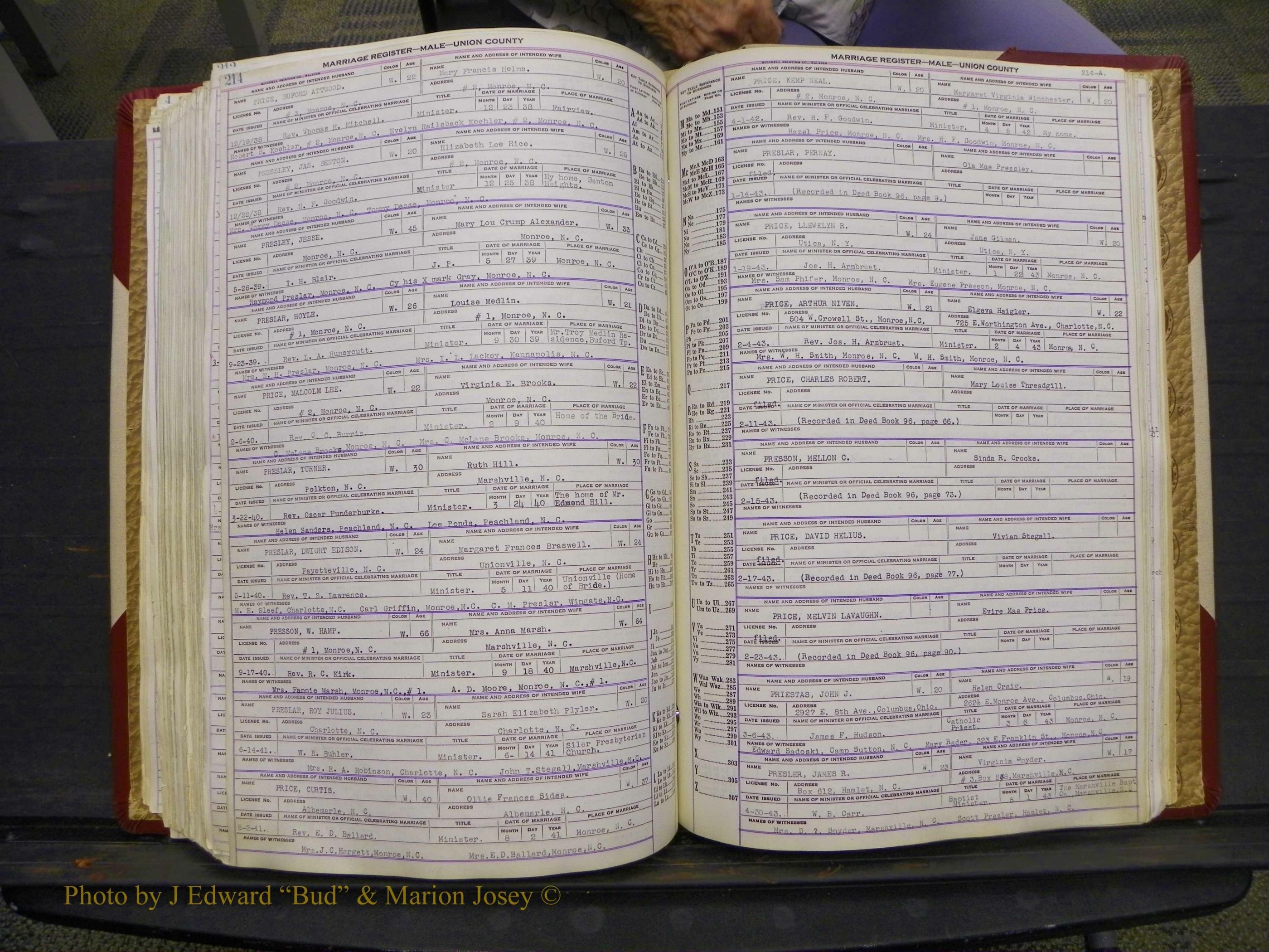 Union Co, NC Marriage Book 10, A-Z, 1937-1965 (260).JPG