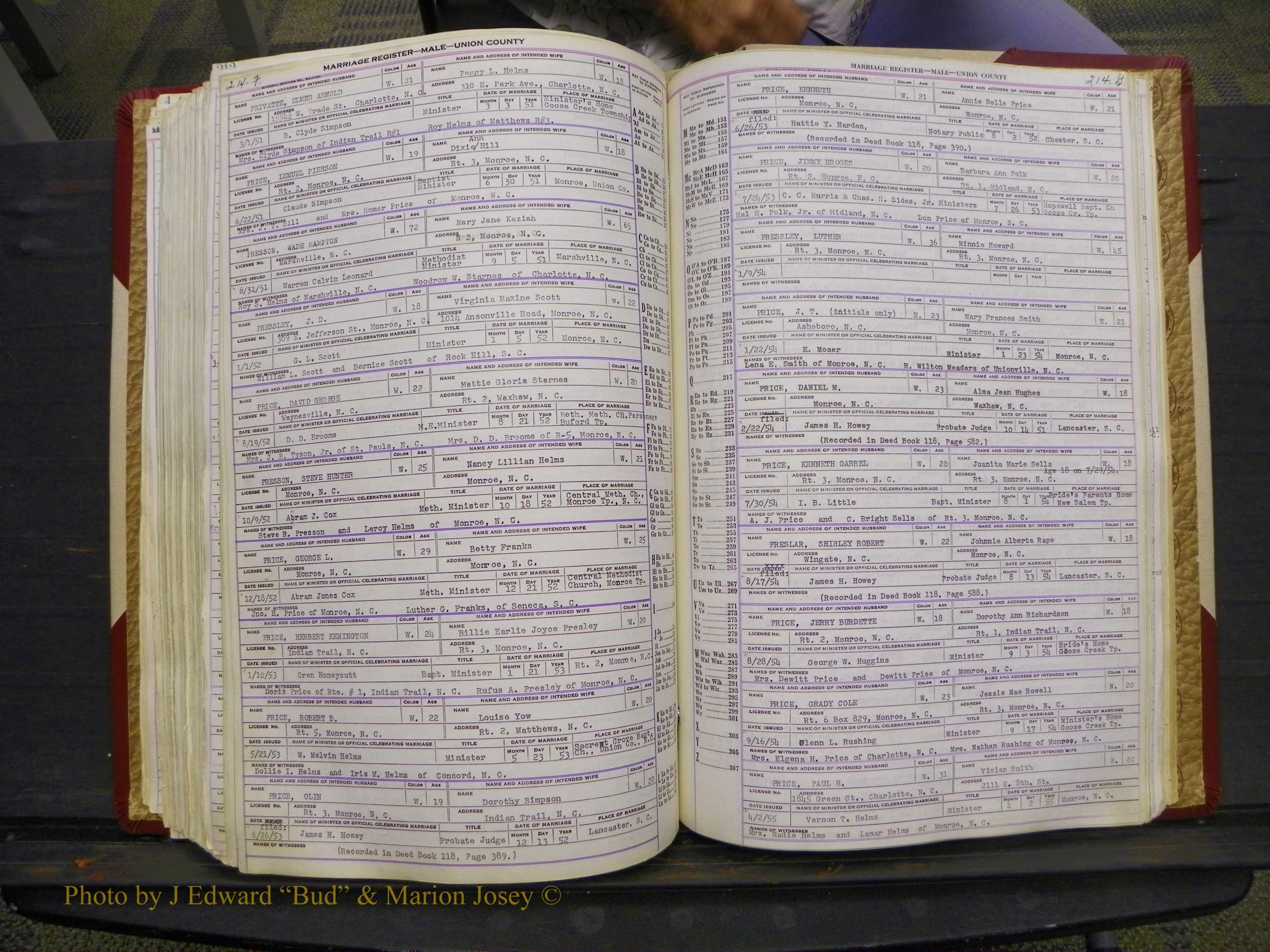 Union Co, NC Marriage Book 10, A-Z, 1937-1965 (264).JPG