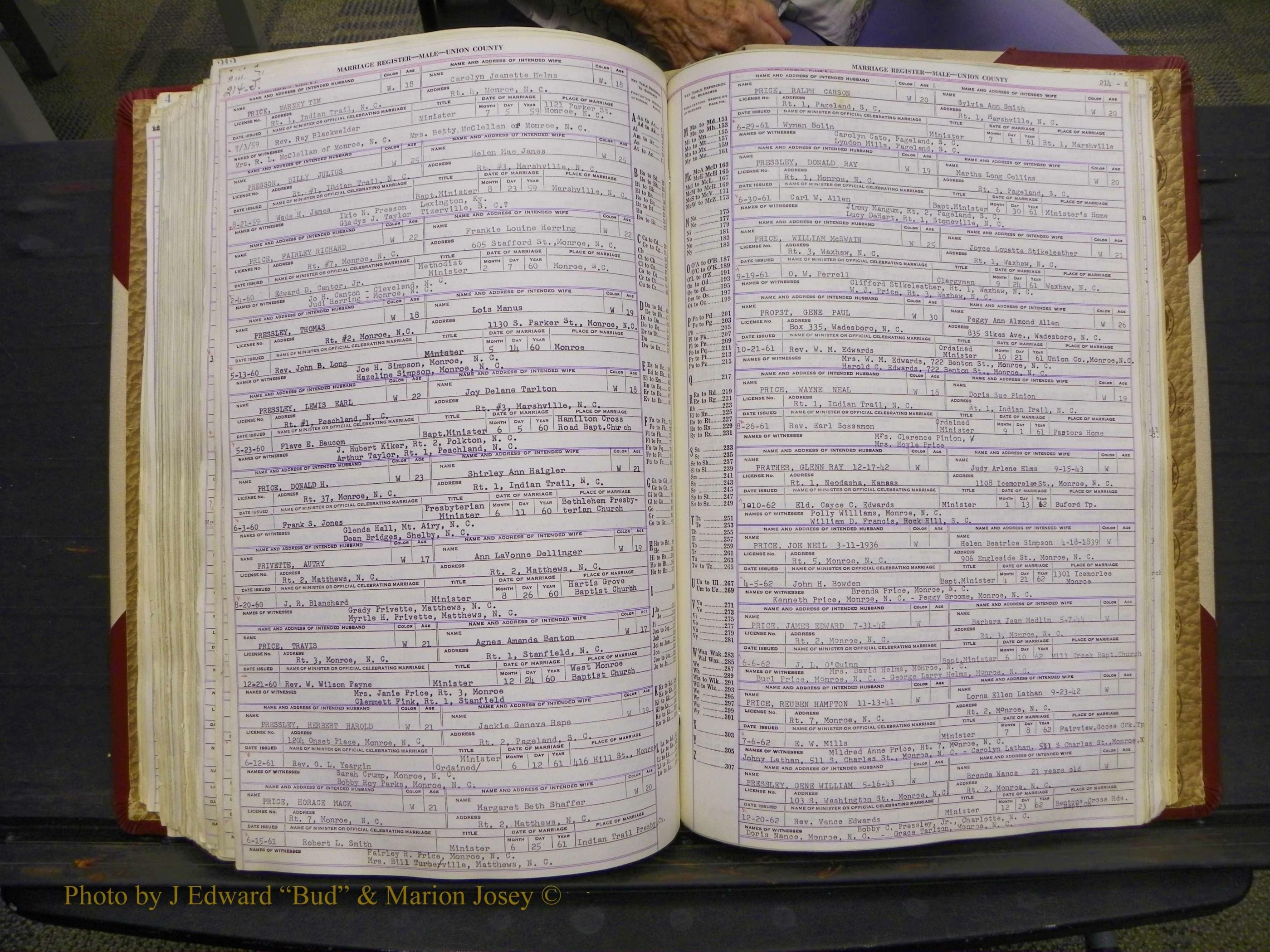 Union Co, NC Marriage Book 10, A-Z, 1937-1965 (266).JPG