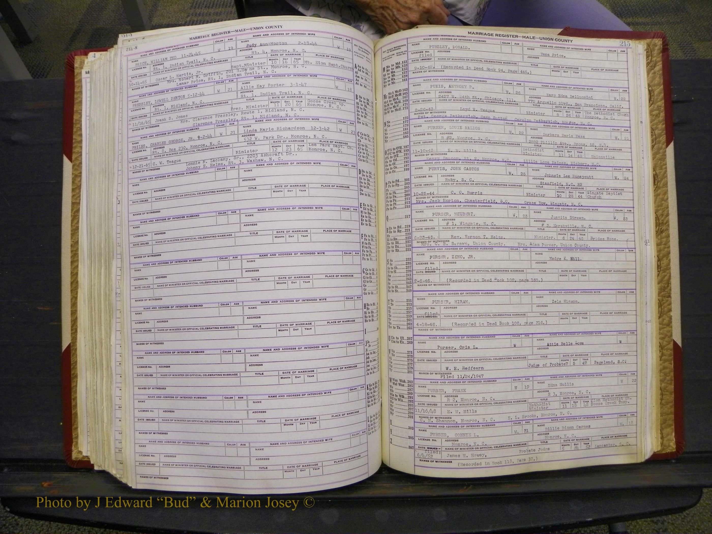 Union Co, NC Marriage Book 10, A-Z, 1937-1965 (268).JPG