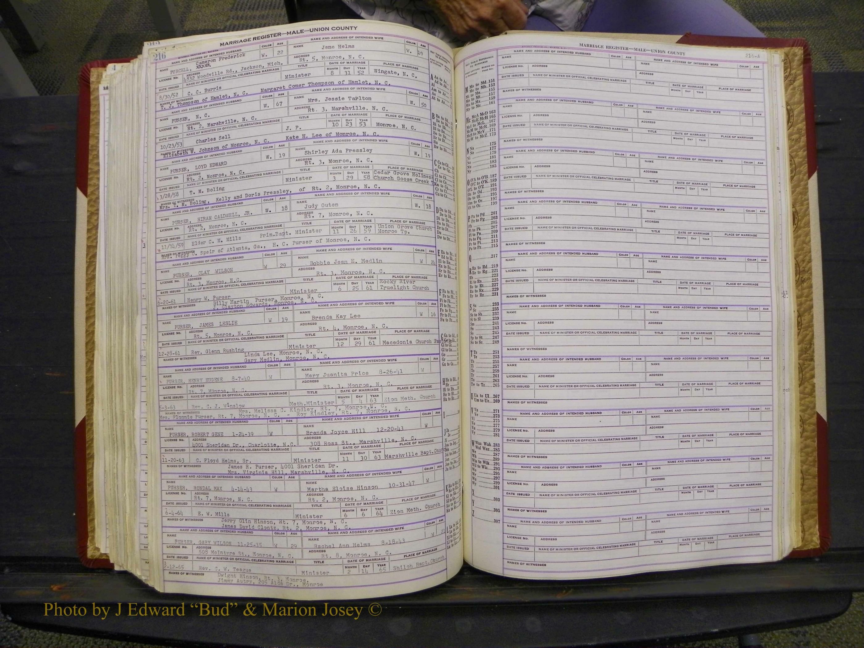 Union Co, NC Marriage Book 10, A-Z, 1937-1965 (269).JPG