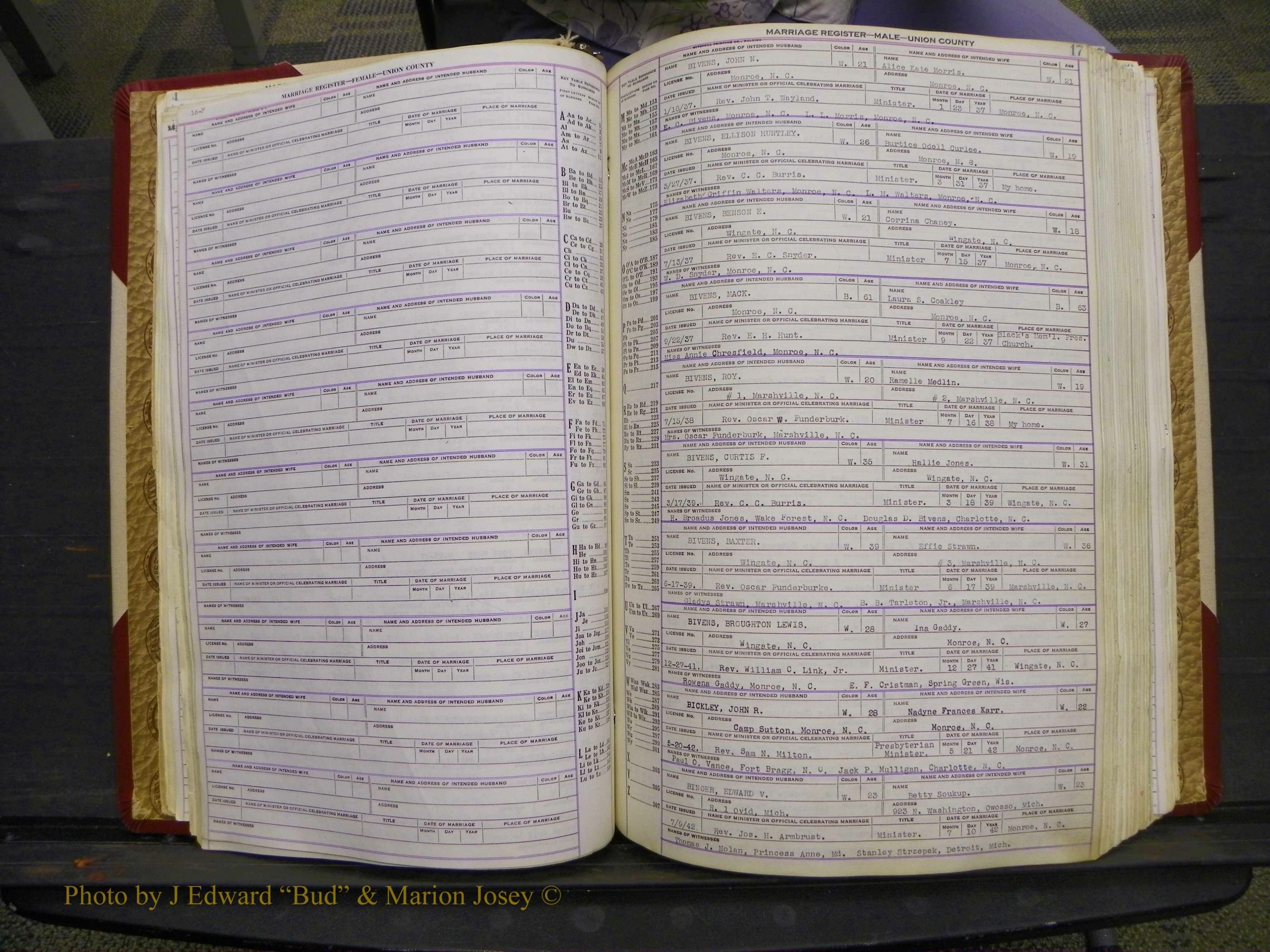 Union Co, NC Marriage Book 10, A-Z, 1937-1965 (27).JPG