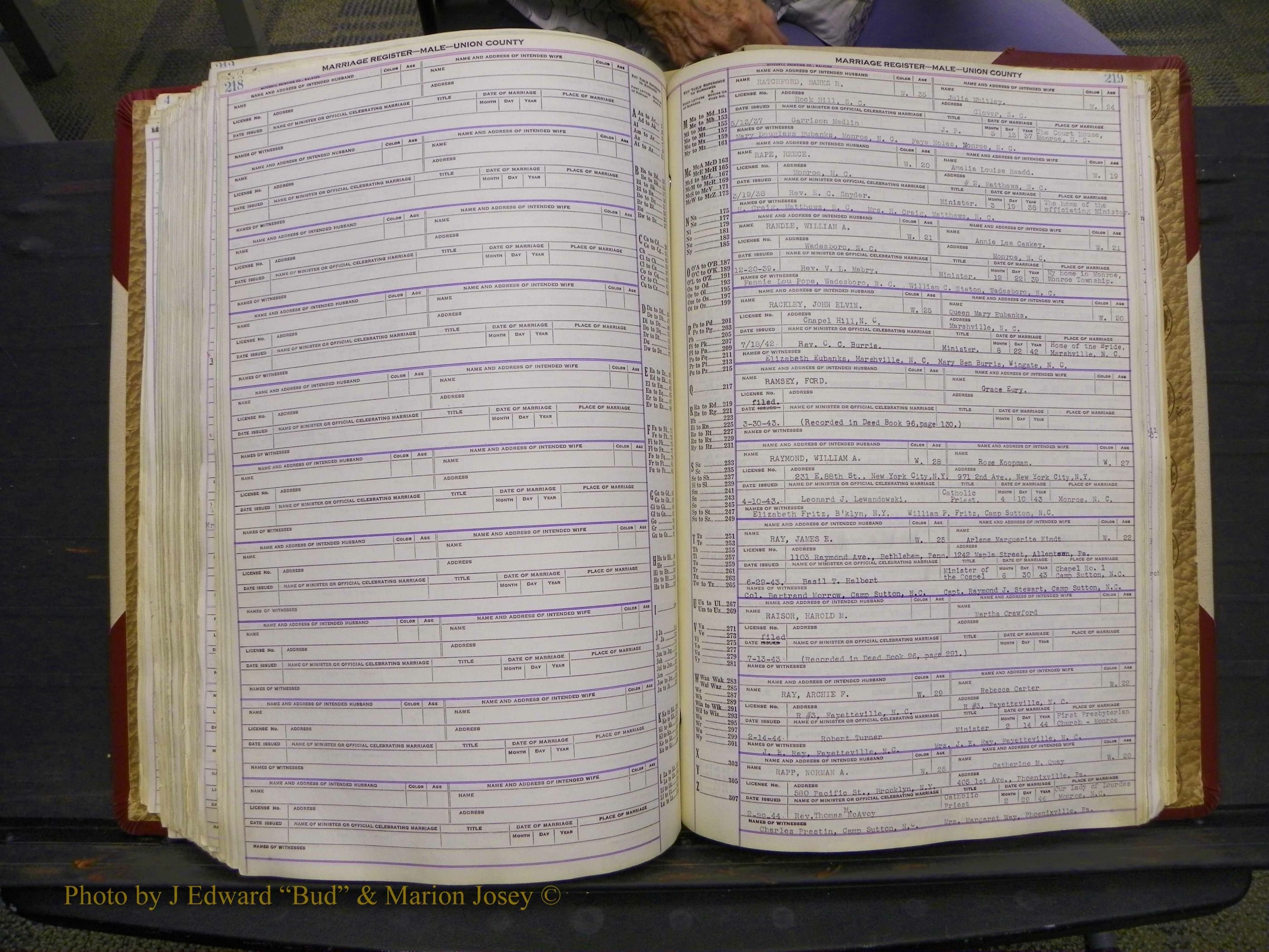 Union Co, NC Marriage Book 10, A-Z, 1937-1965 (271).JPG