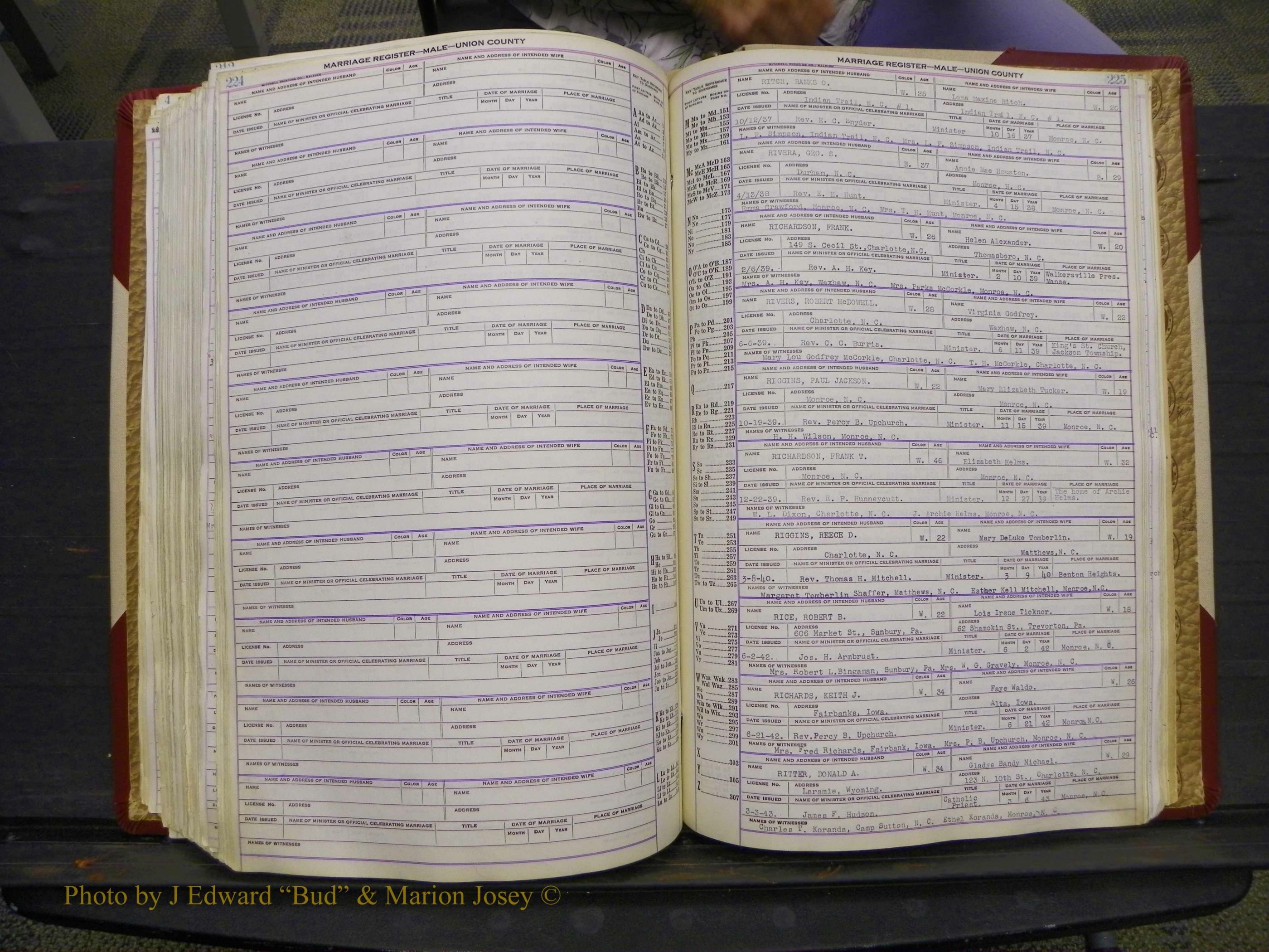 Union Co, NC Marriage Book 10, A-Z, 1937-1965 (276).JPG