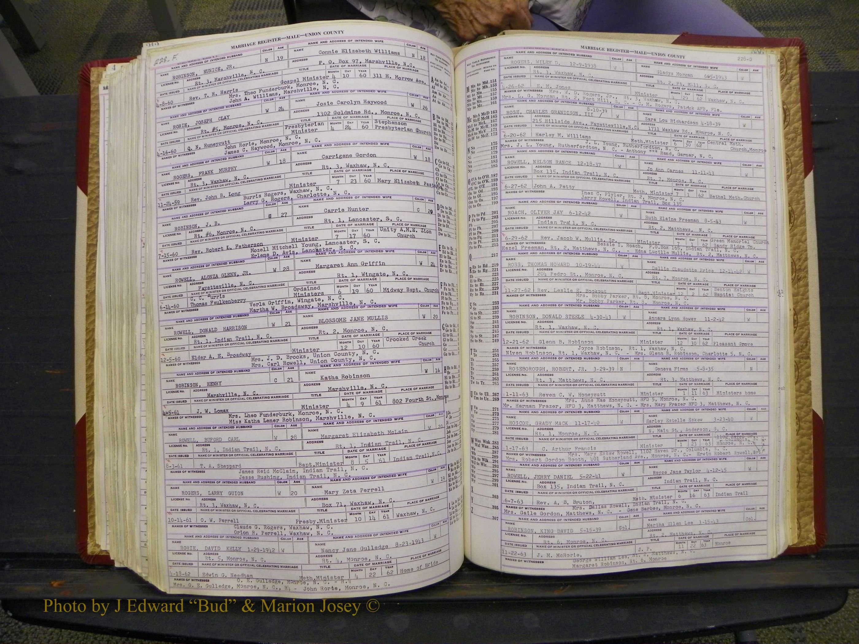 Union Co, NC Marriage Book 10, A-Z, 1937-1965 (284).JPG