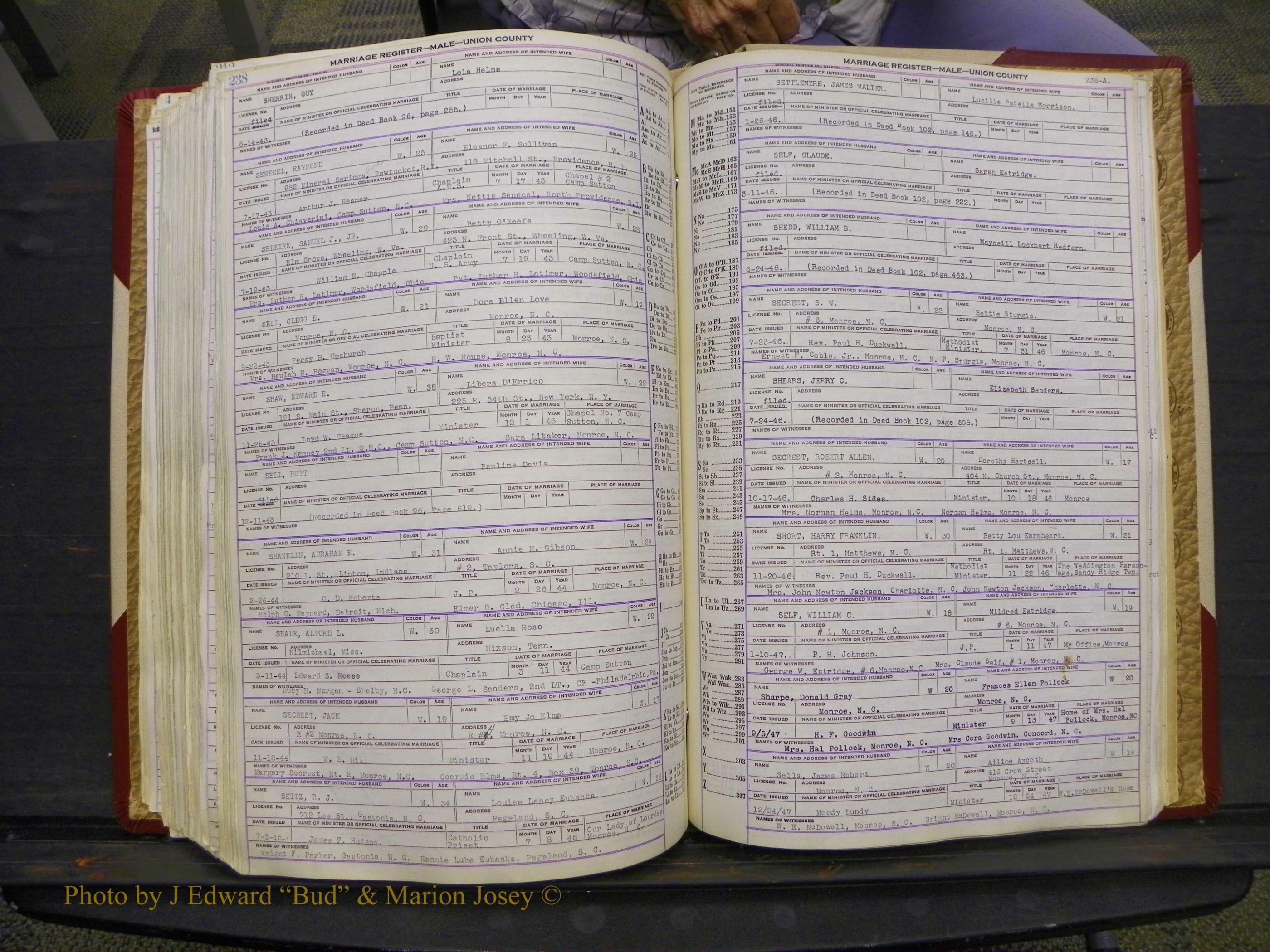 Union Co, NC Marriage Book 10, A-Z, 1937-1965 (293).JPG