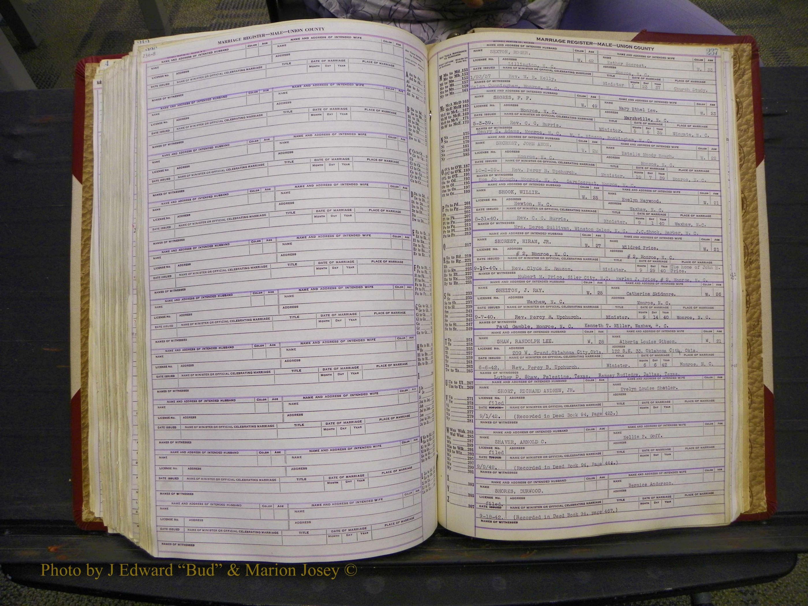 Union Co, NC Marriage Book 10, A-Z, 1937-1965 (294).JPG