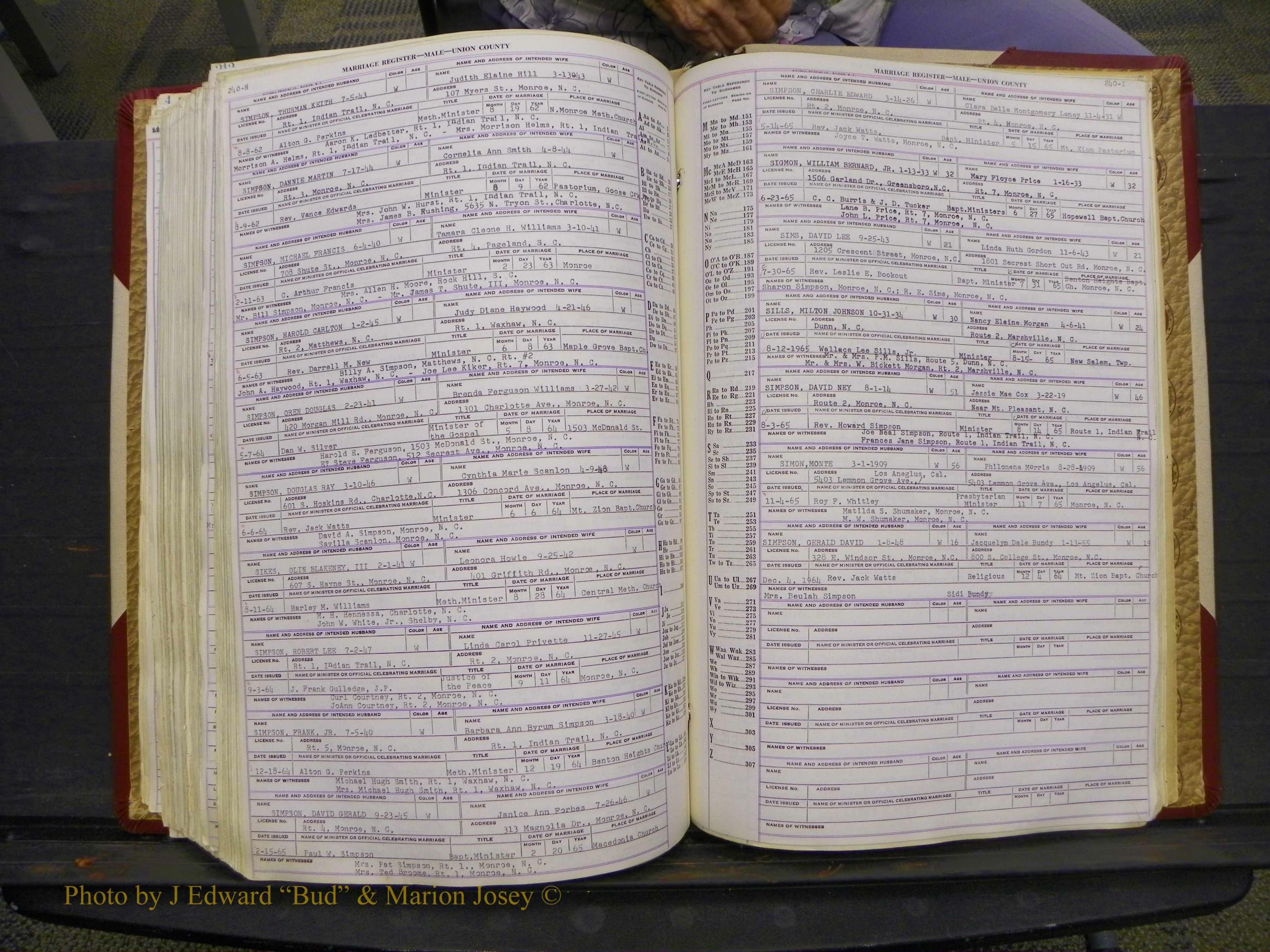 Union Co, NC Marriage Book 10, A-Z, 1937-1965 (301).JPG