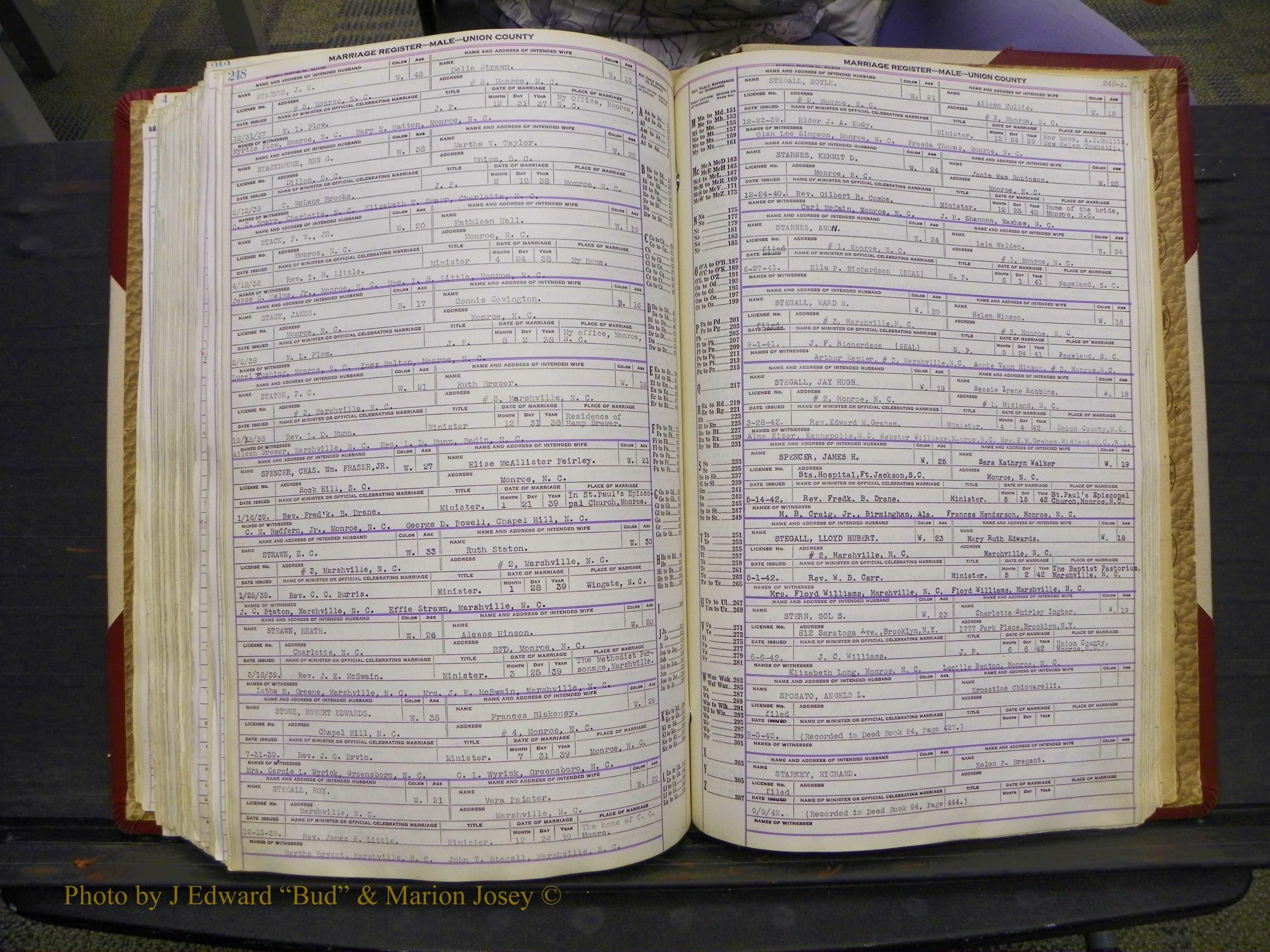 Union Co, NC Marriage Book 10, A-Z, 1937-1965 (309).JPG