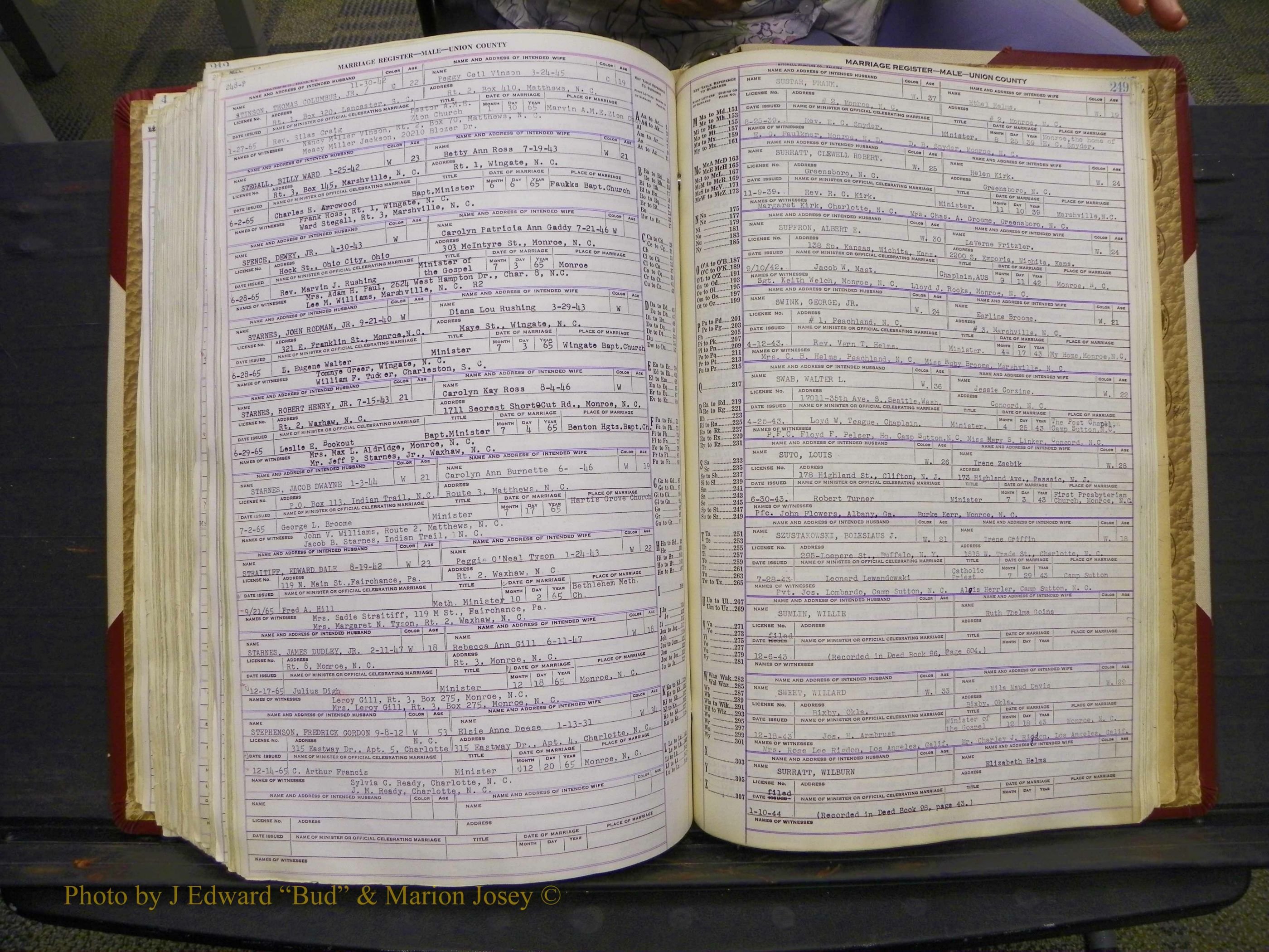 Union Co, NC Marriage Book 10, A-Z, 1937-1965 (318).JPG