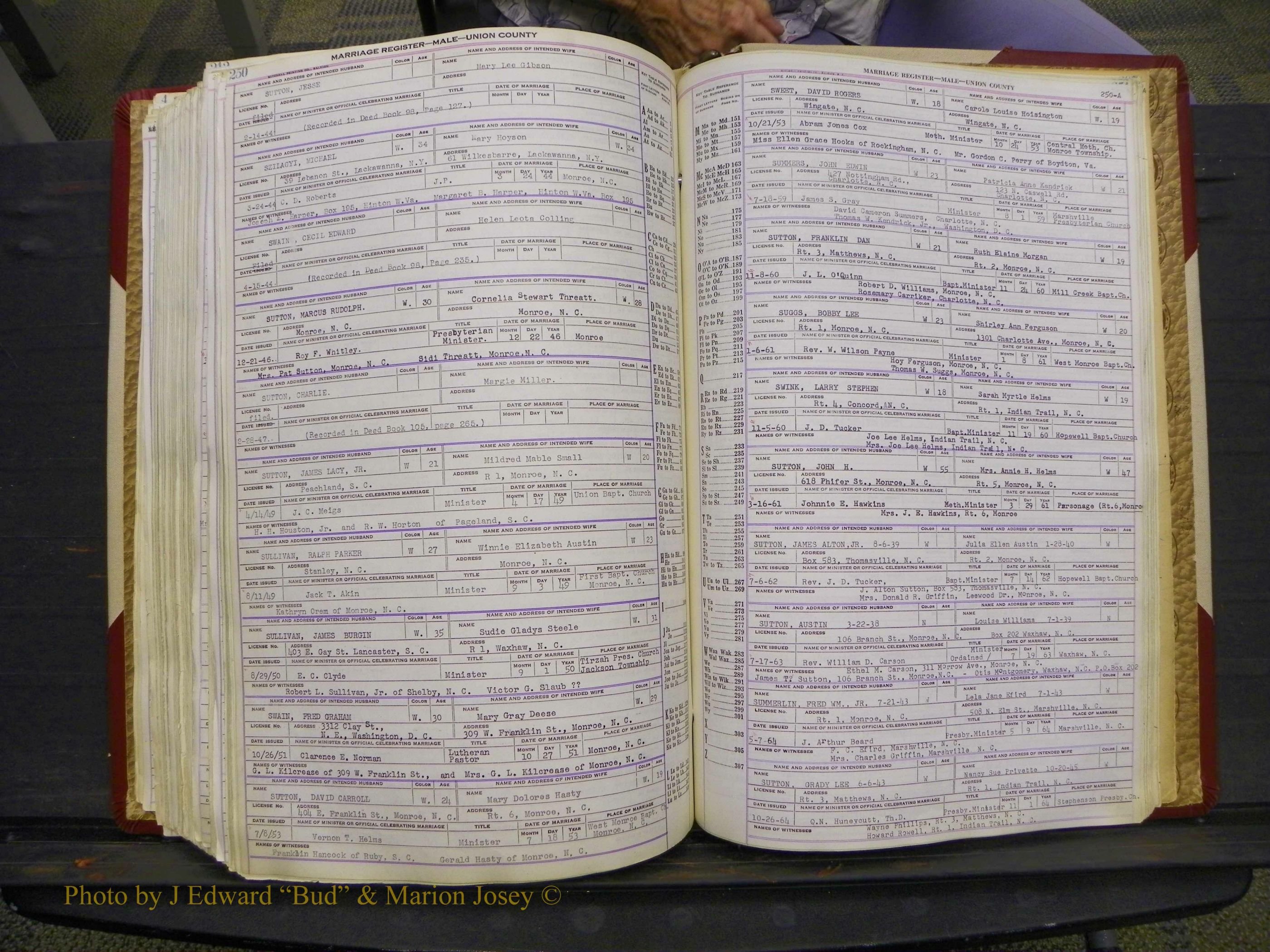 Union Co, NC Marriage Book 10, A-Z, 1937-1965 (319).JPG