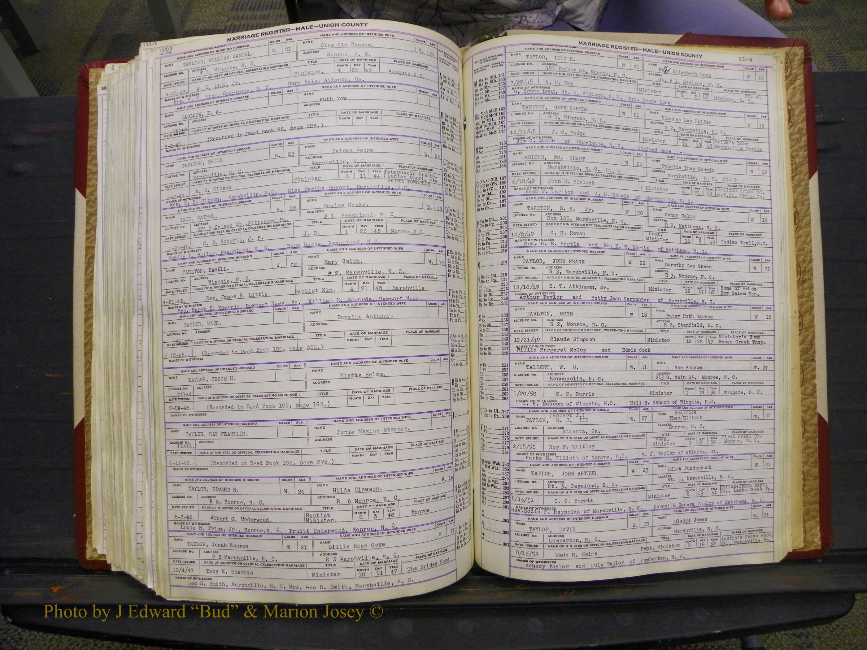 Union Co, NC Marriage Book 10, A-Z, 1937-1965 (321).JPG