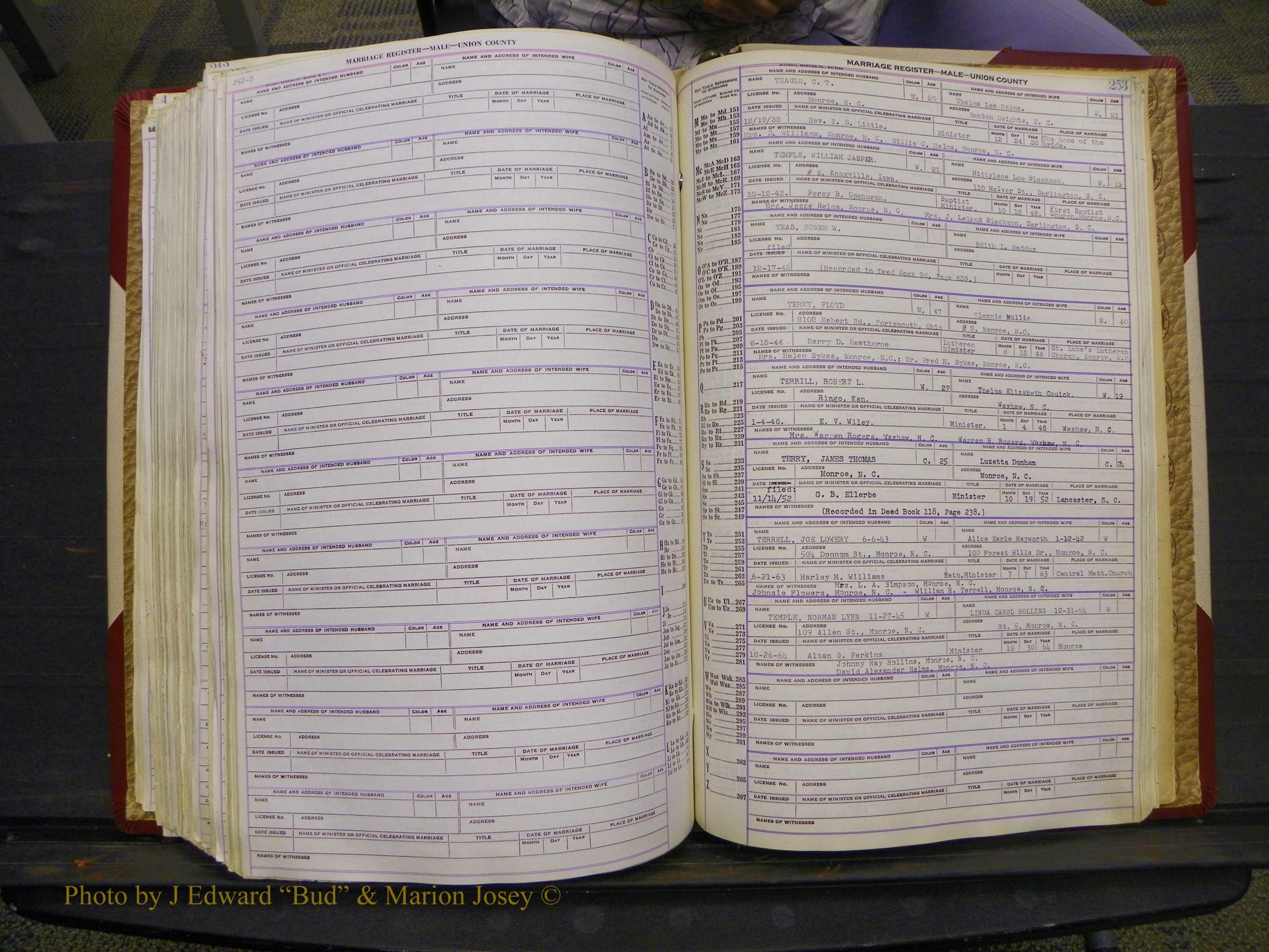 Union Co, NC Marriage Book 10, A-Z, 1937-1965 (322).JPG