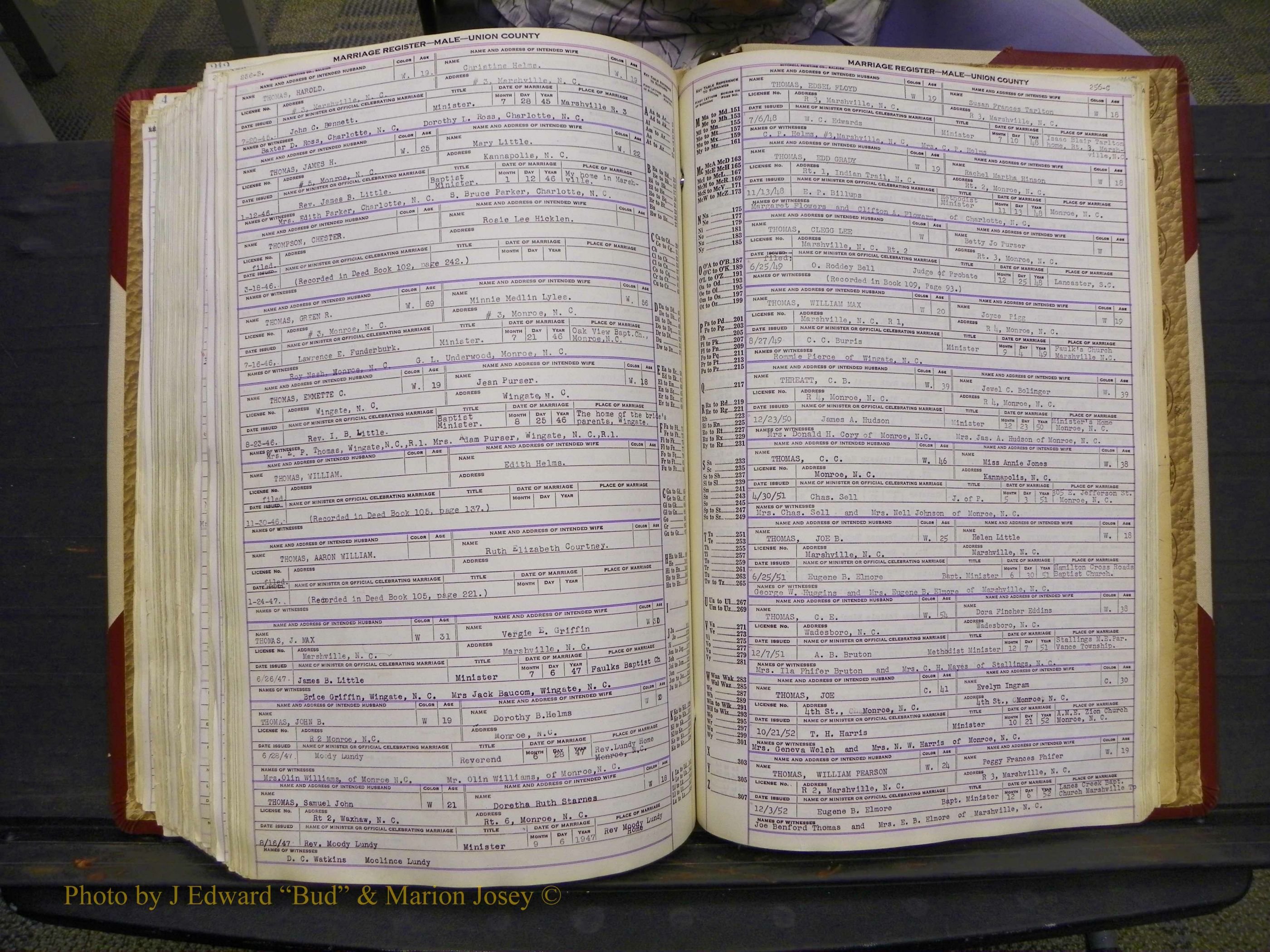 Union Co, NC Marriage Book 10, A-Z, 1937-1965 (326).JPG