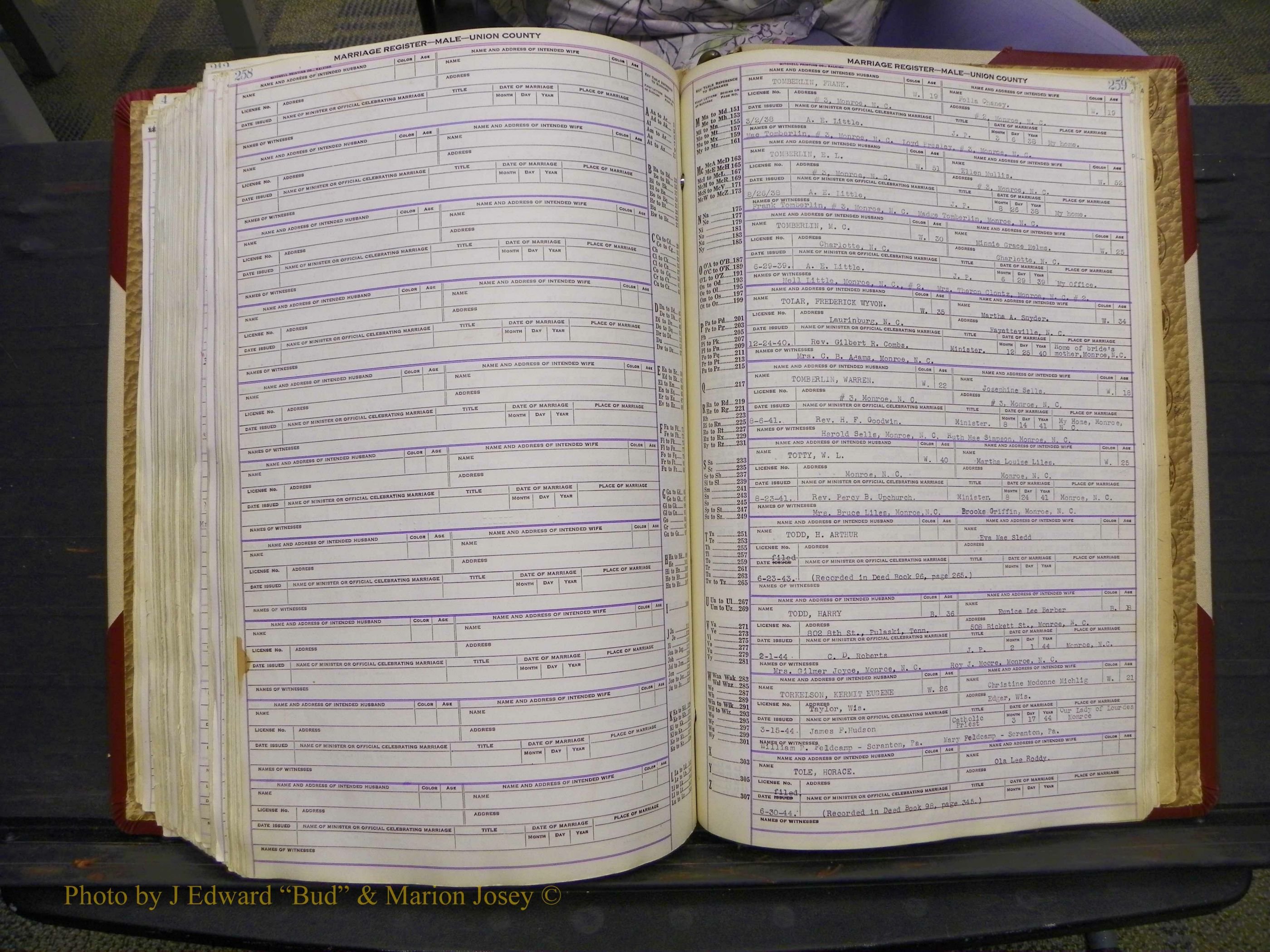 Union Co, NC Marriage Book 10, A-Z, 1937-1965 (329).JPG