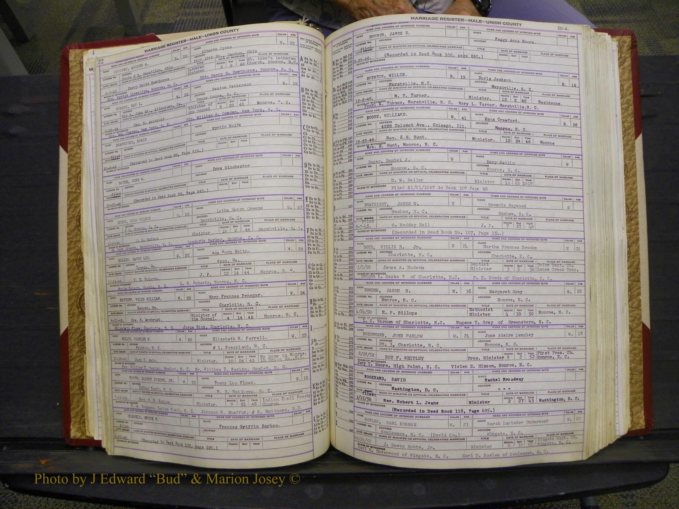 Union Co, NC Marriage Book 10, A-Z, 1937-1965 (33).JPG