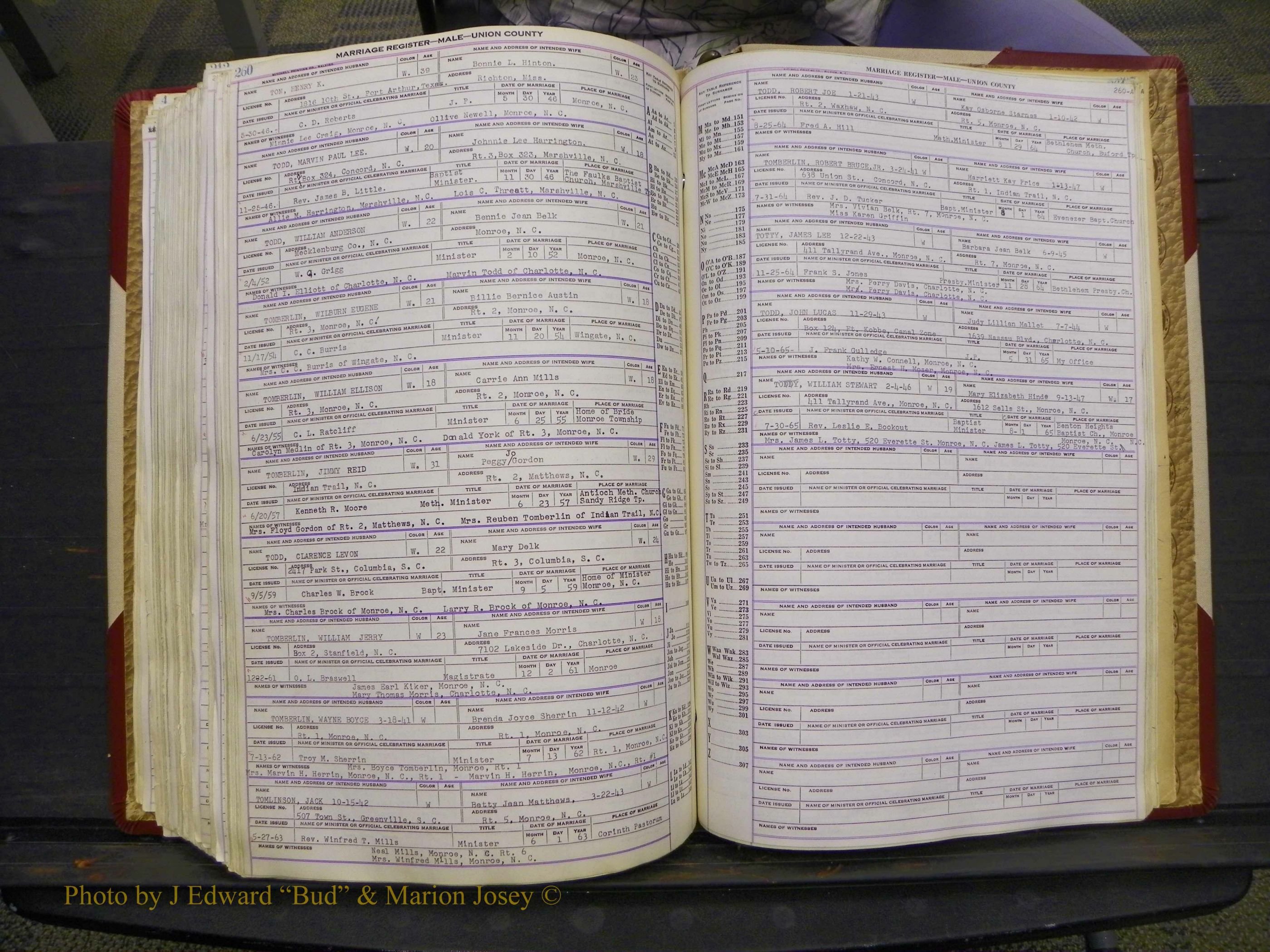 Union Co, NC Marriage Book 10, A-Z, 1937-1965 (331).JPG