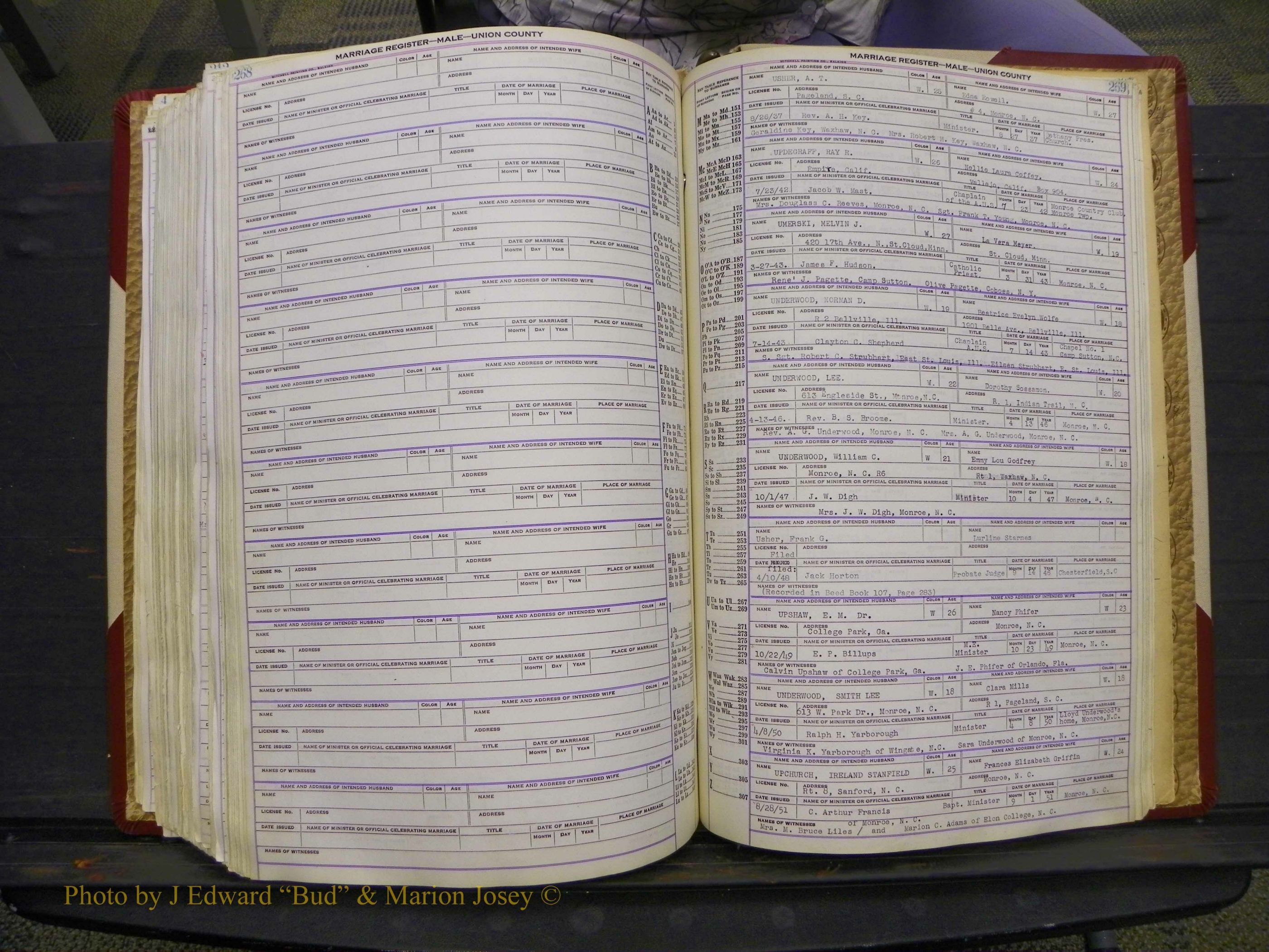 Union Co, NC Marriage Book 10, A-Z, 1937-1965 (337).JPG