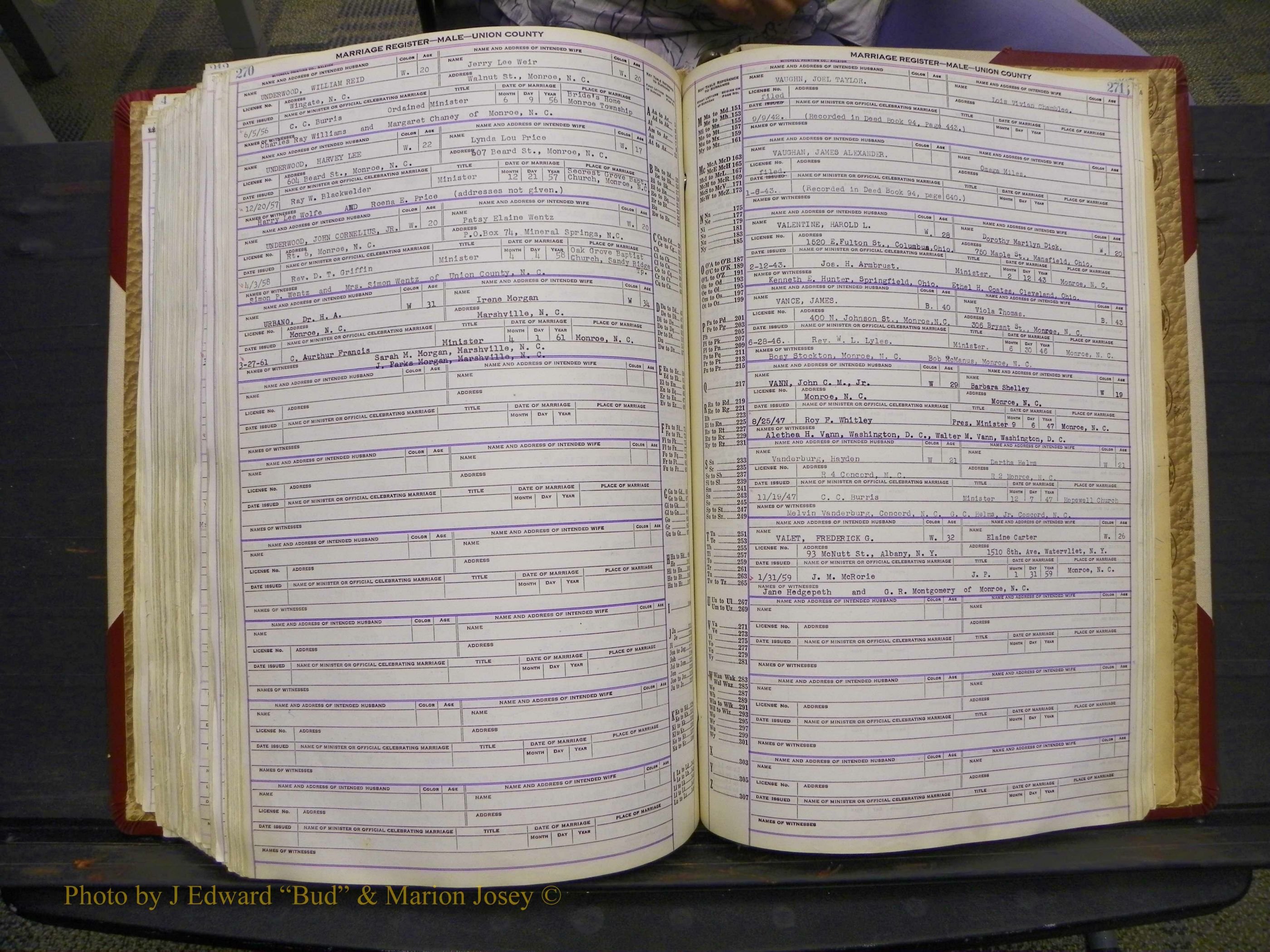 Union Co, NC Marriage Book 10, A-Z, 1937-1965 (338).JPG