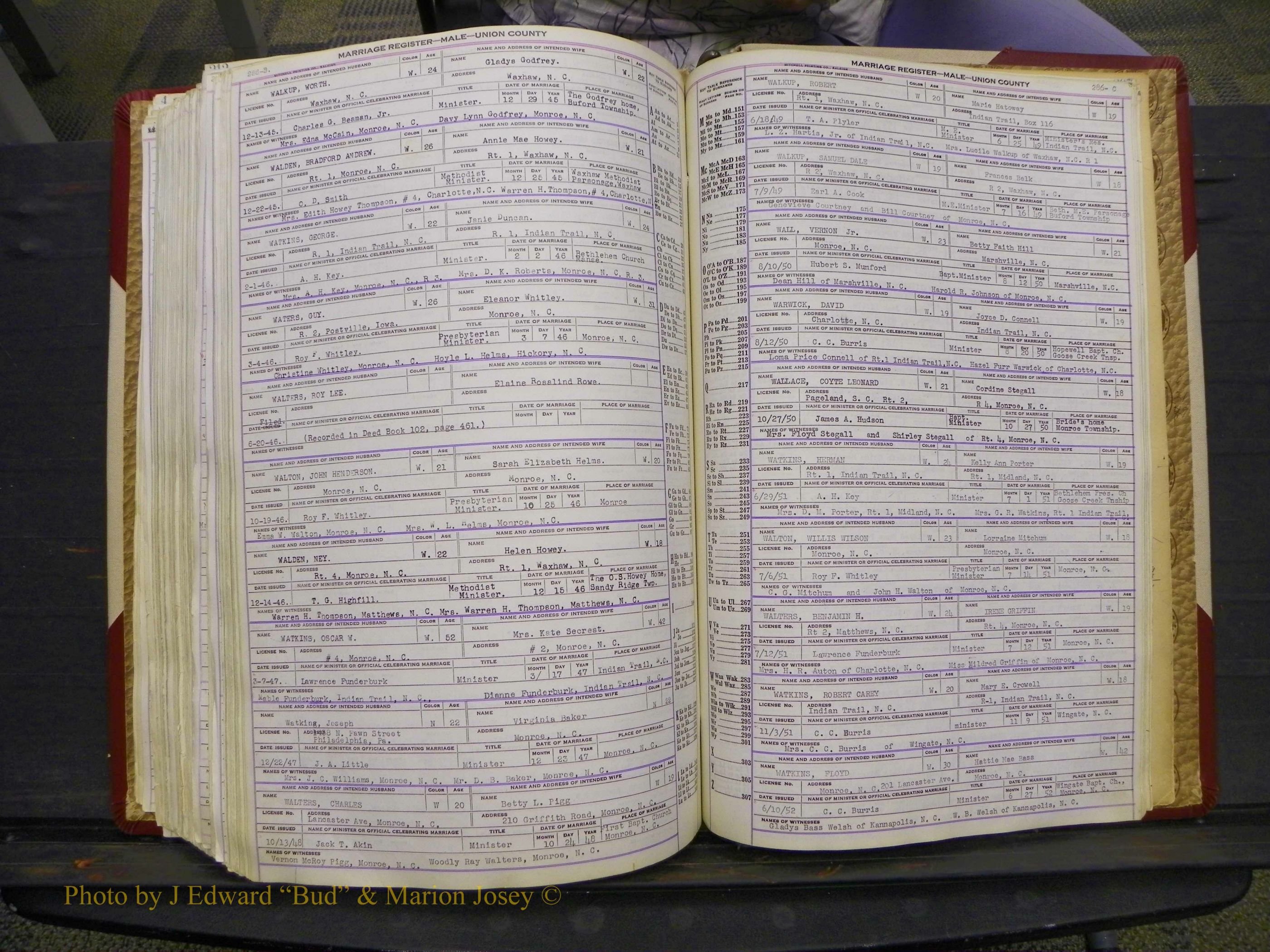 Union Co, NC Marriage Book 10, A-Z, 1937-1965 (346).JPG