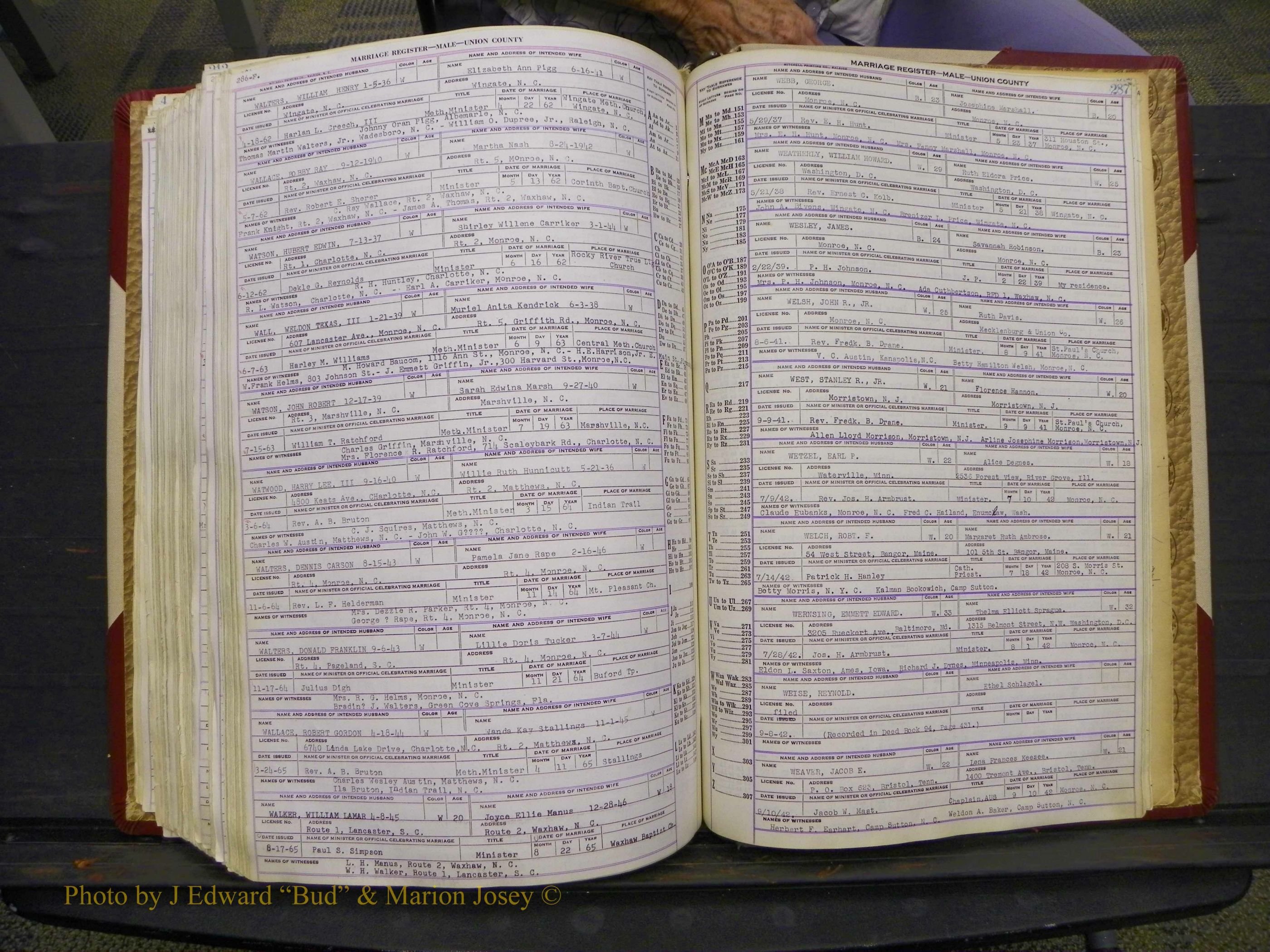 Union Co, NC Marriage Book 10, A-Z, 1937-1965 (347).JPG