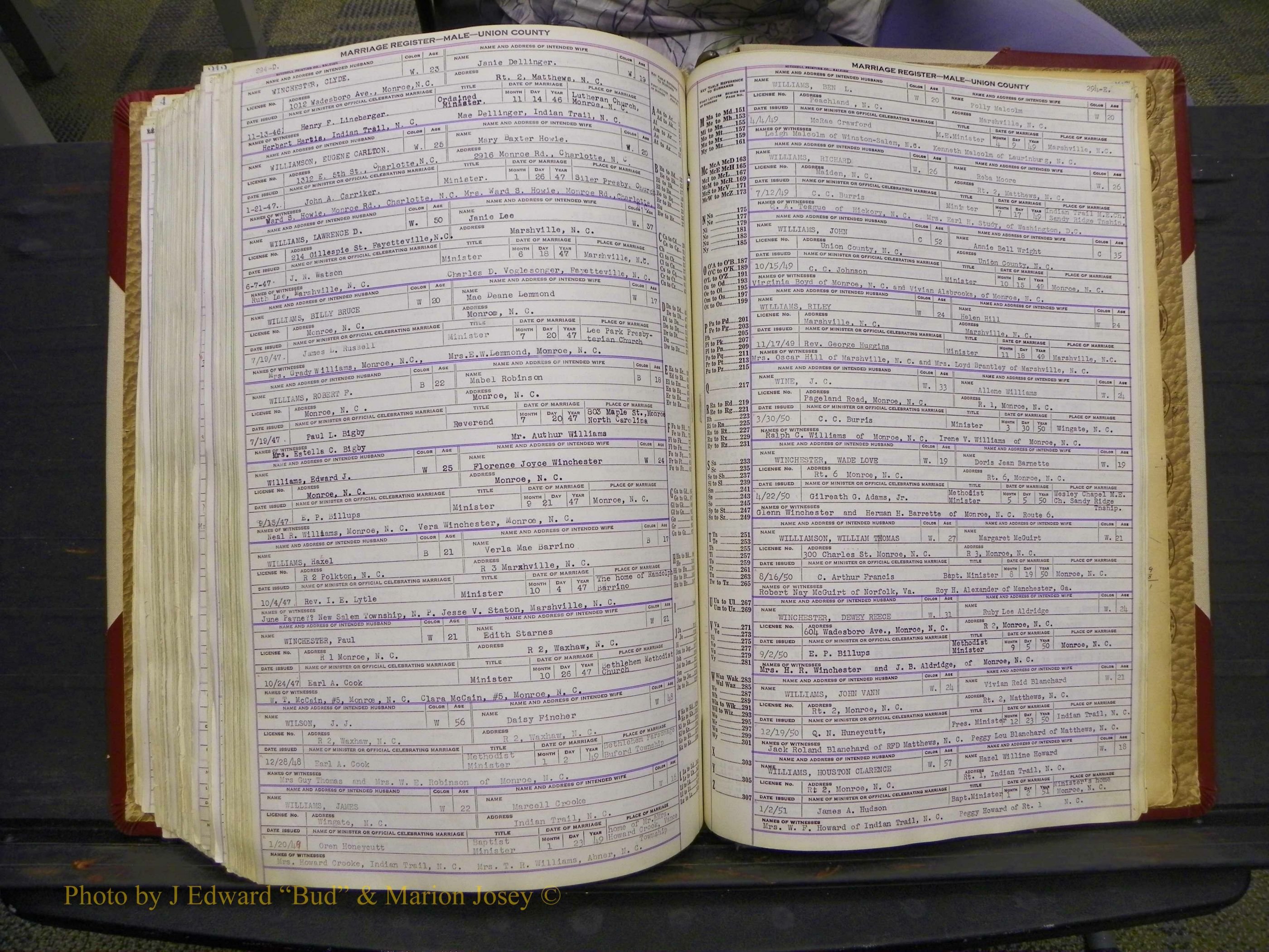 Union Co, NC Marriage Book 10, A-Z, 1937-1965 (357).JPG