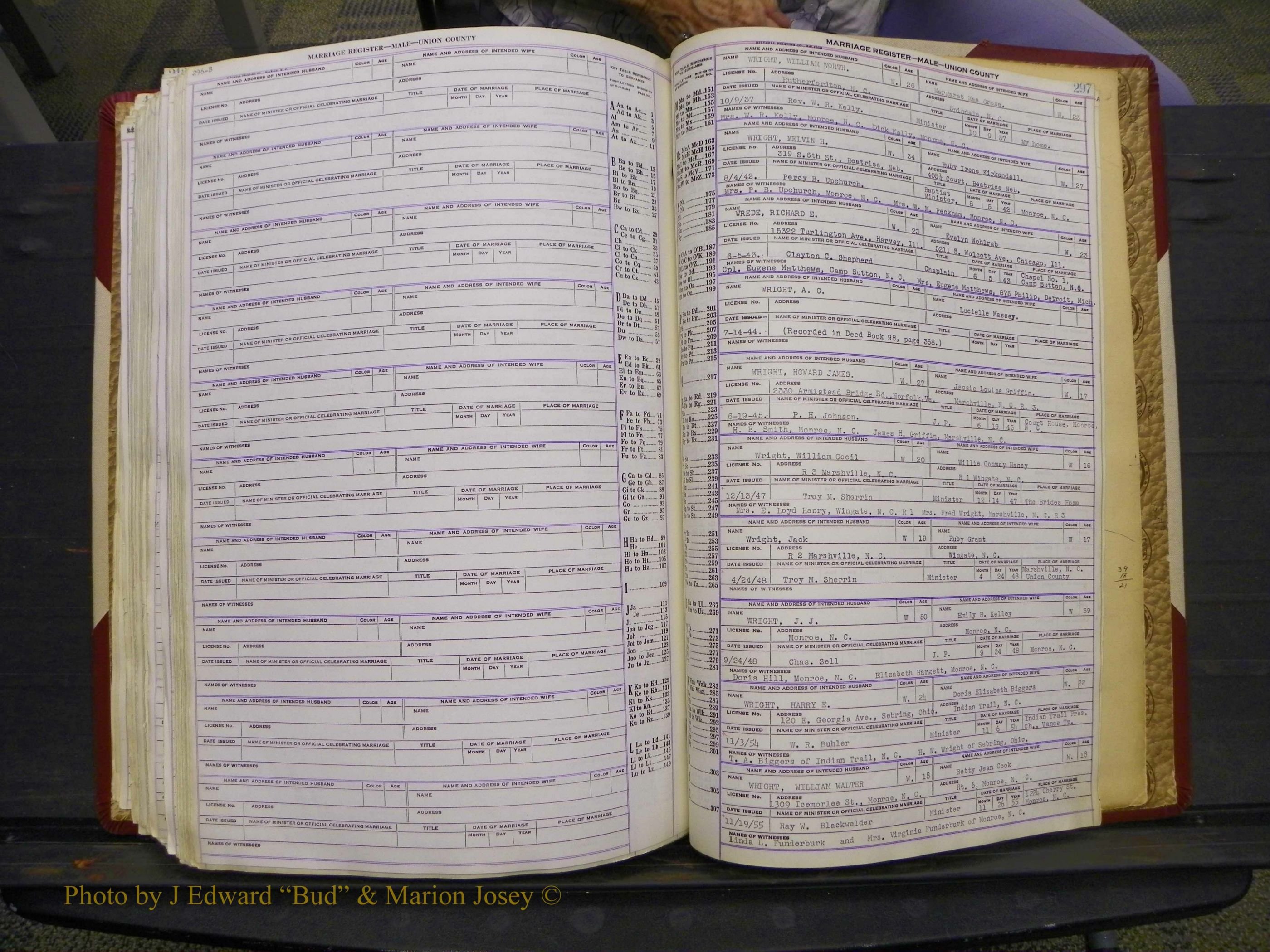 Union Co, NC Marriage Book 10, A-Z, 1937-1965 (361).JPG