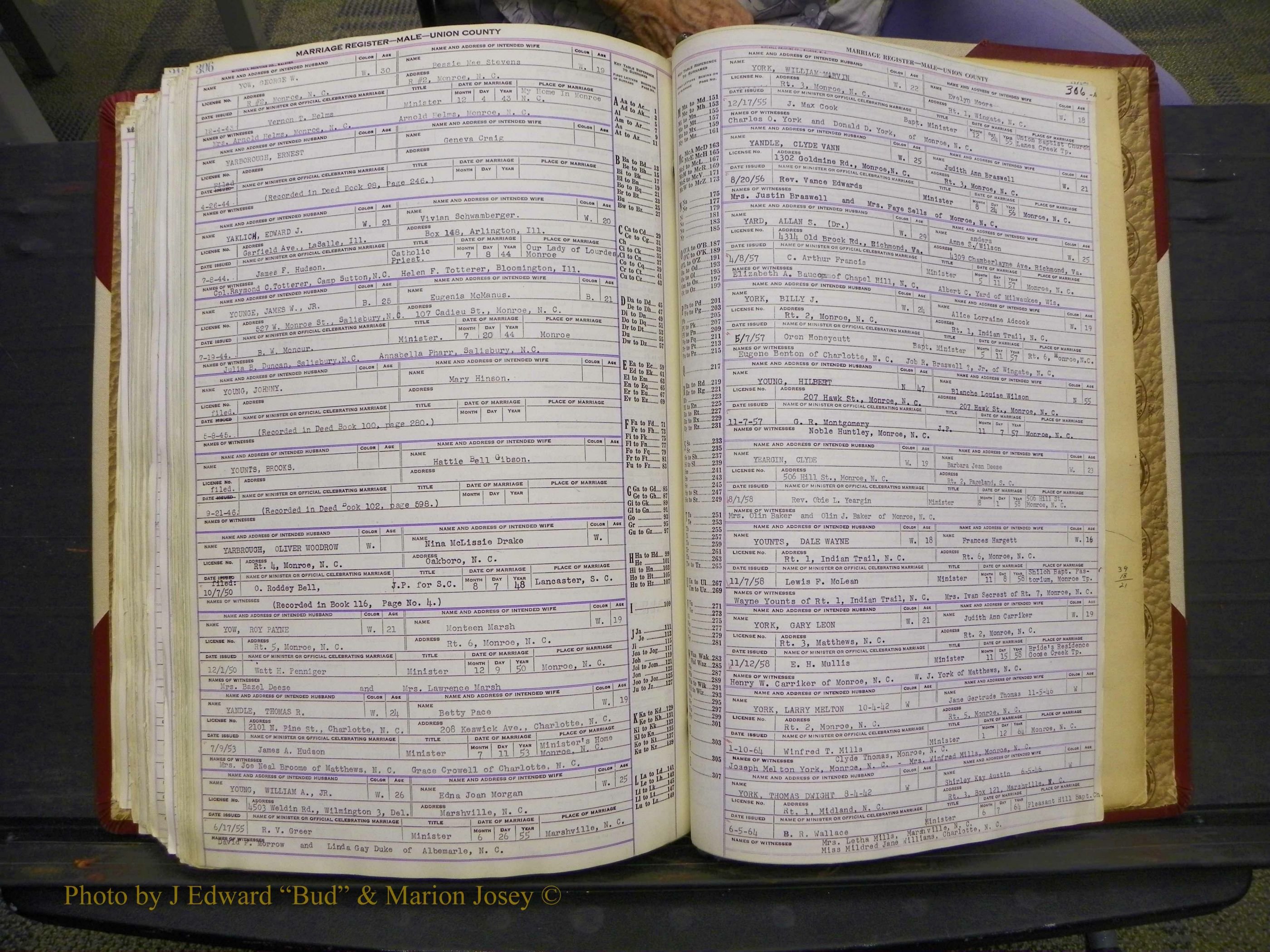 Union Co, NC Marriage Book 10, A-Z, 1937-1965 (366).JPG