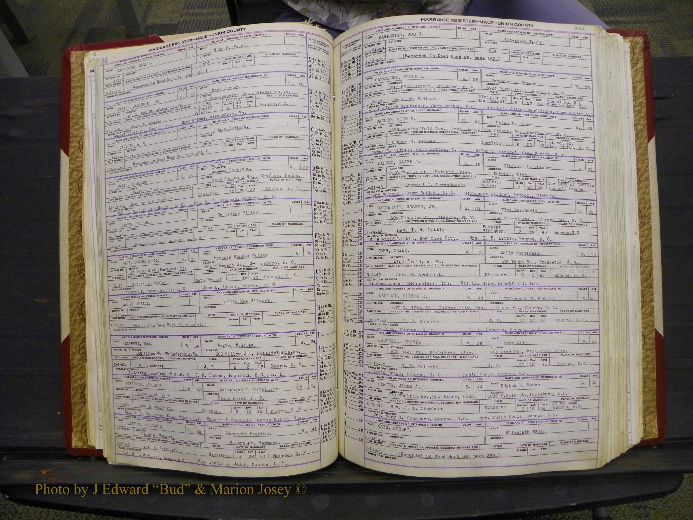 Union Co, NC Marriage Book 10, A-Z, 1937-1965 (46).JPG