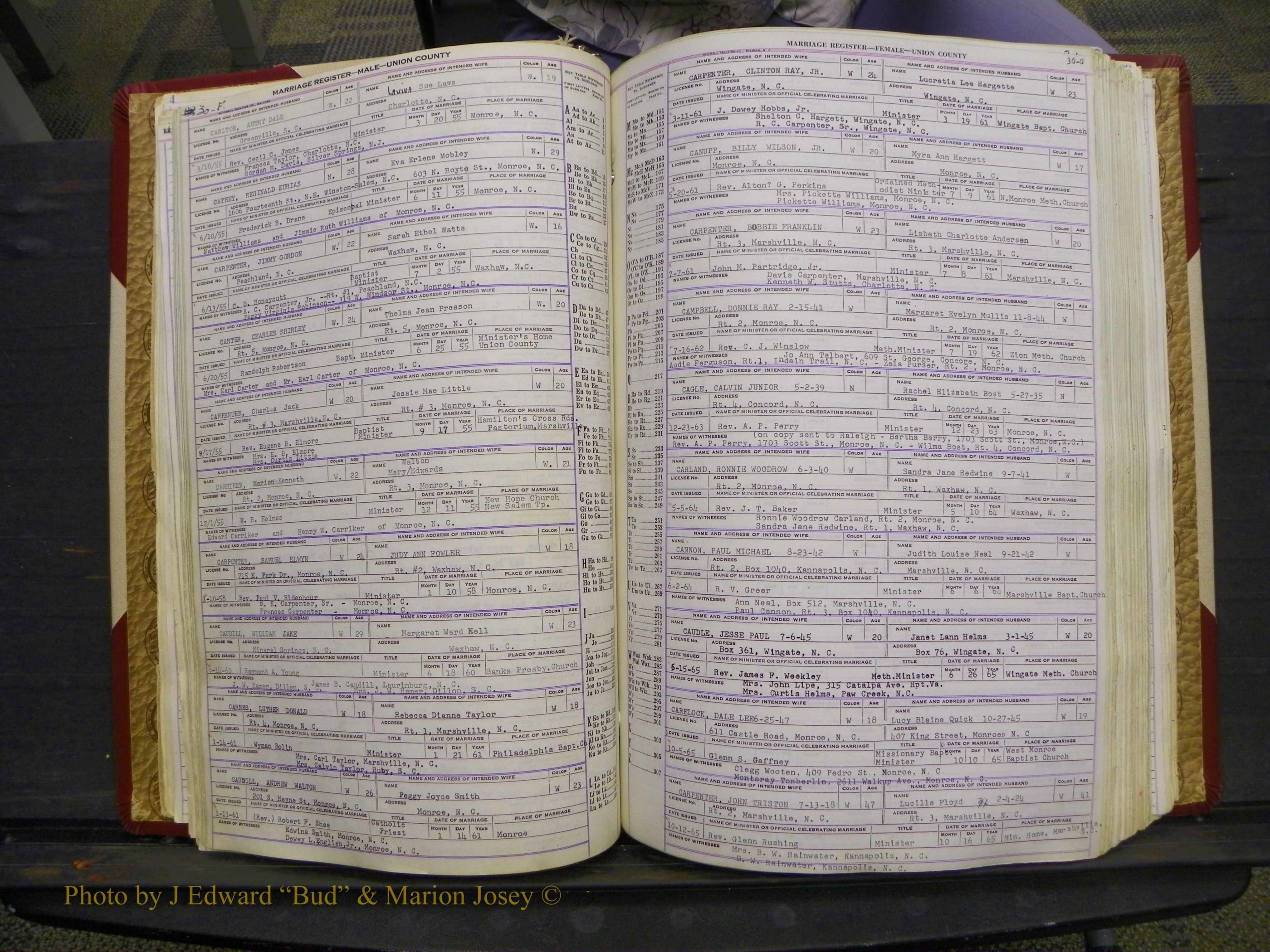 Union Co, NC Marriage Book 10, A-Z, 1937-1965 (49).JPG