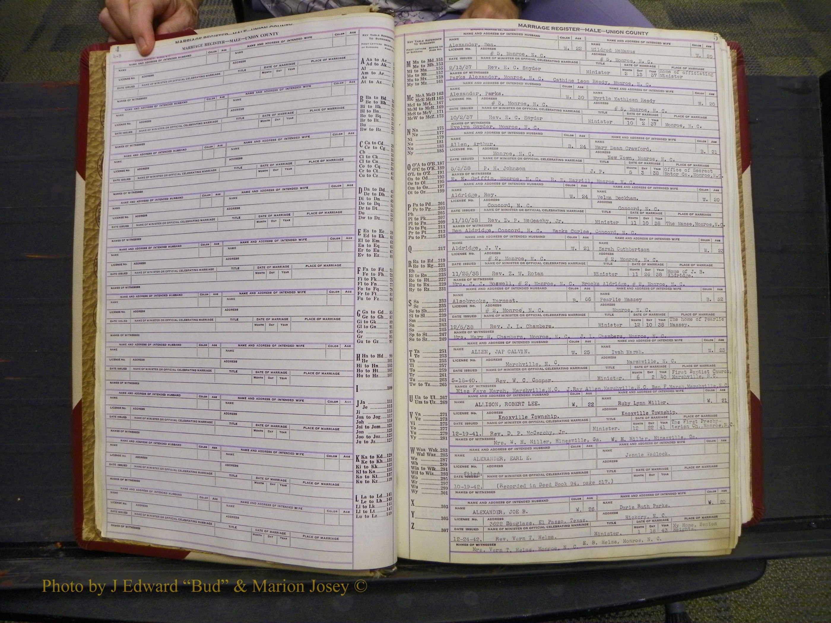 Union Co, NC Marriage Book 10, A-Z, 1937-1965 (5).JPG