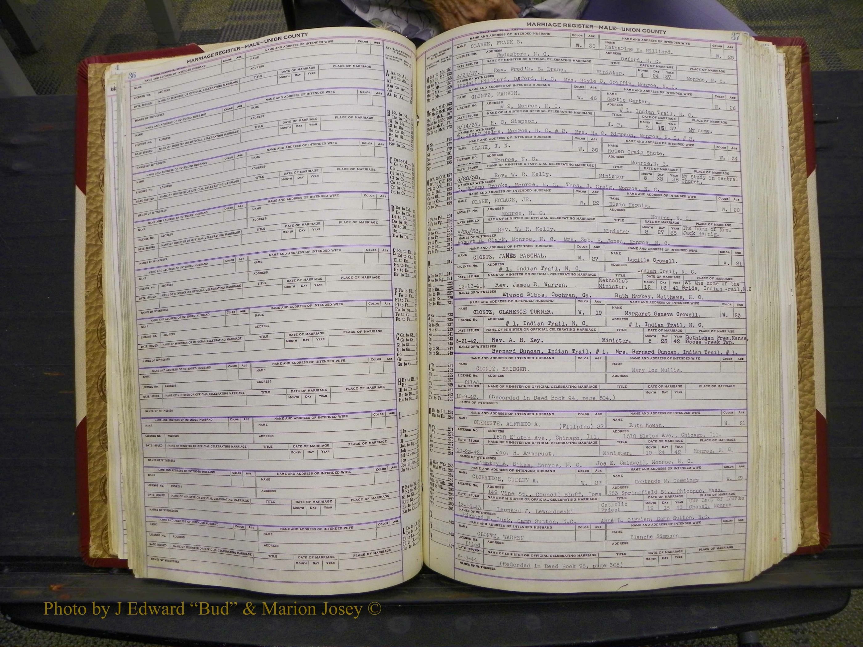 Union Co, NC Marriage Book 10, A-Z, 1937-1965 (54).JPG