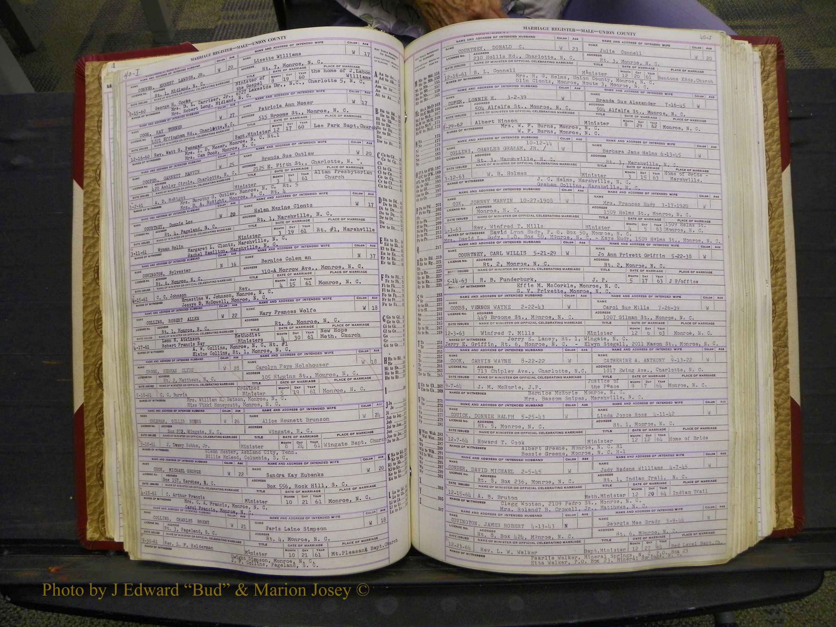 Union Co, NC Marriage Book 10, A-Z, 1937-1965 (62).JPG