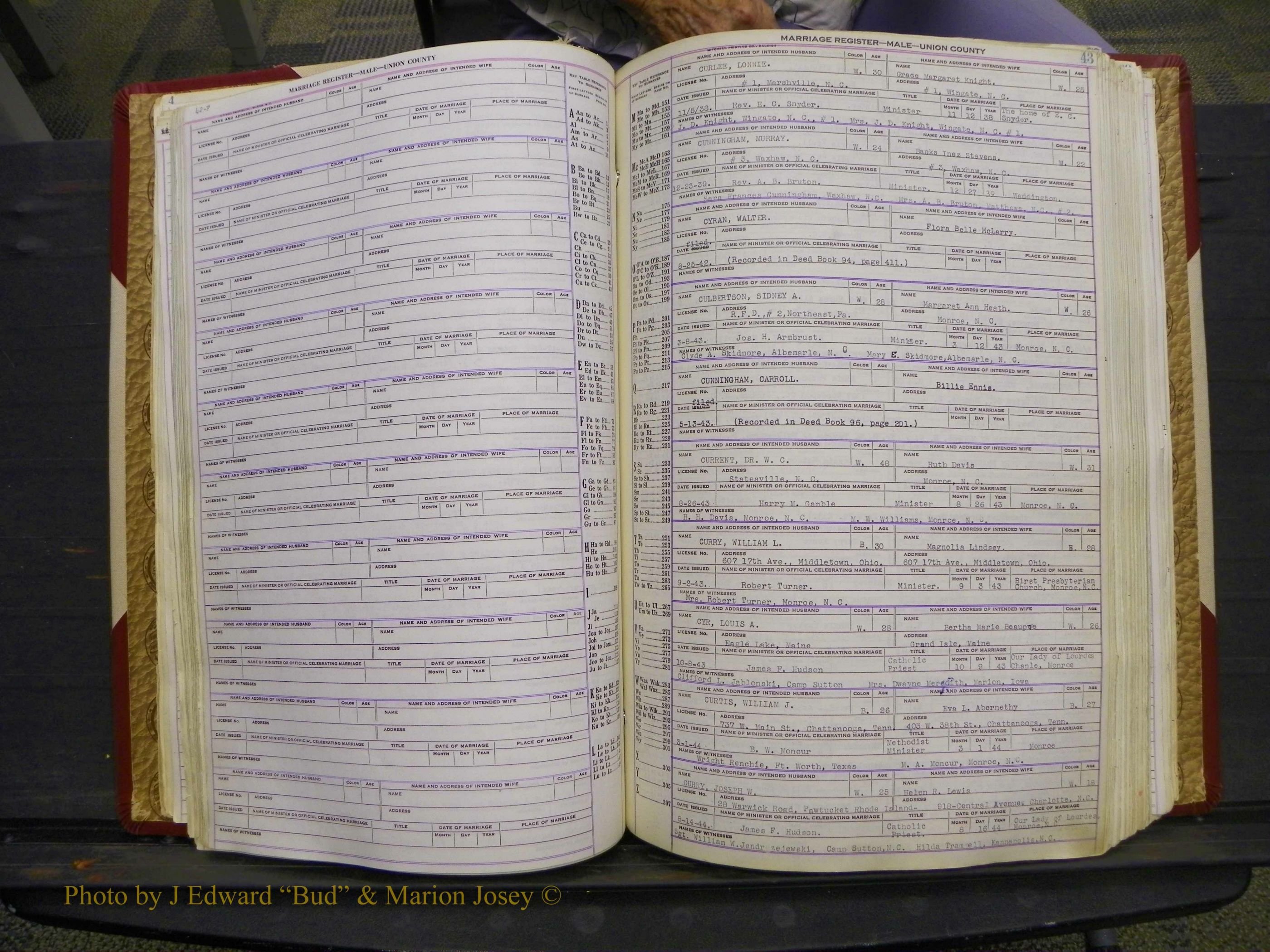 Union Co, NC Marriage Book 10, A-Z, 1937-1965 (67).JPG