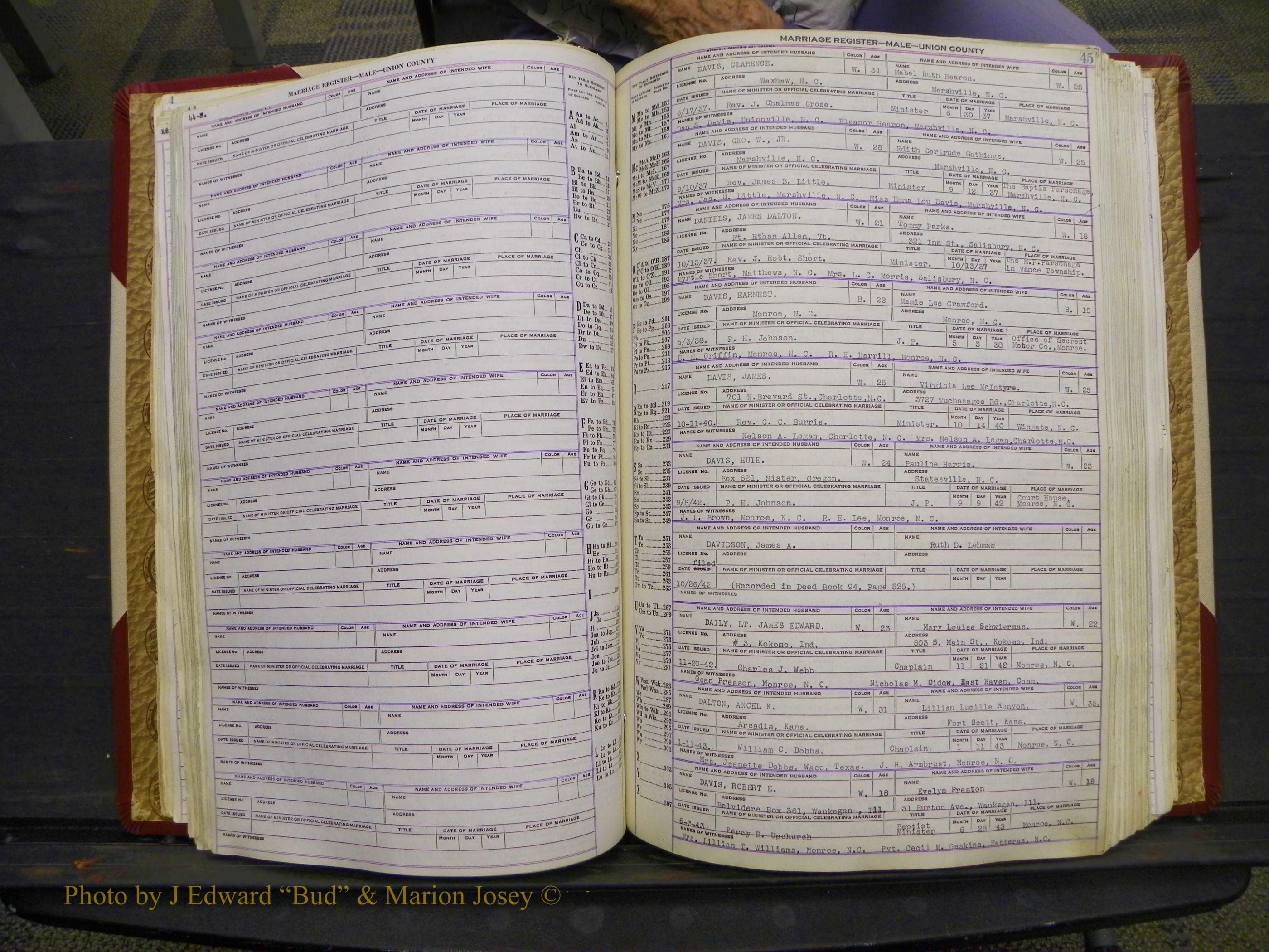 Union Co, NC Marriage Book 10, A-Z, 1937-1965 (68).JPG