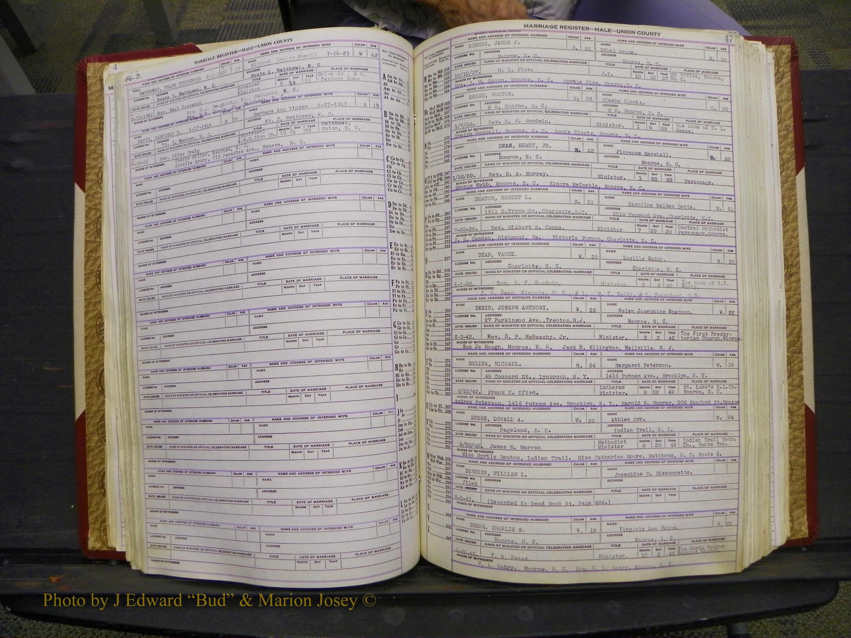 Union Co, NC Marriage Book 10, A-Z, 1937-1965 (71).JPG