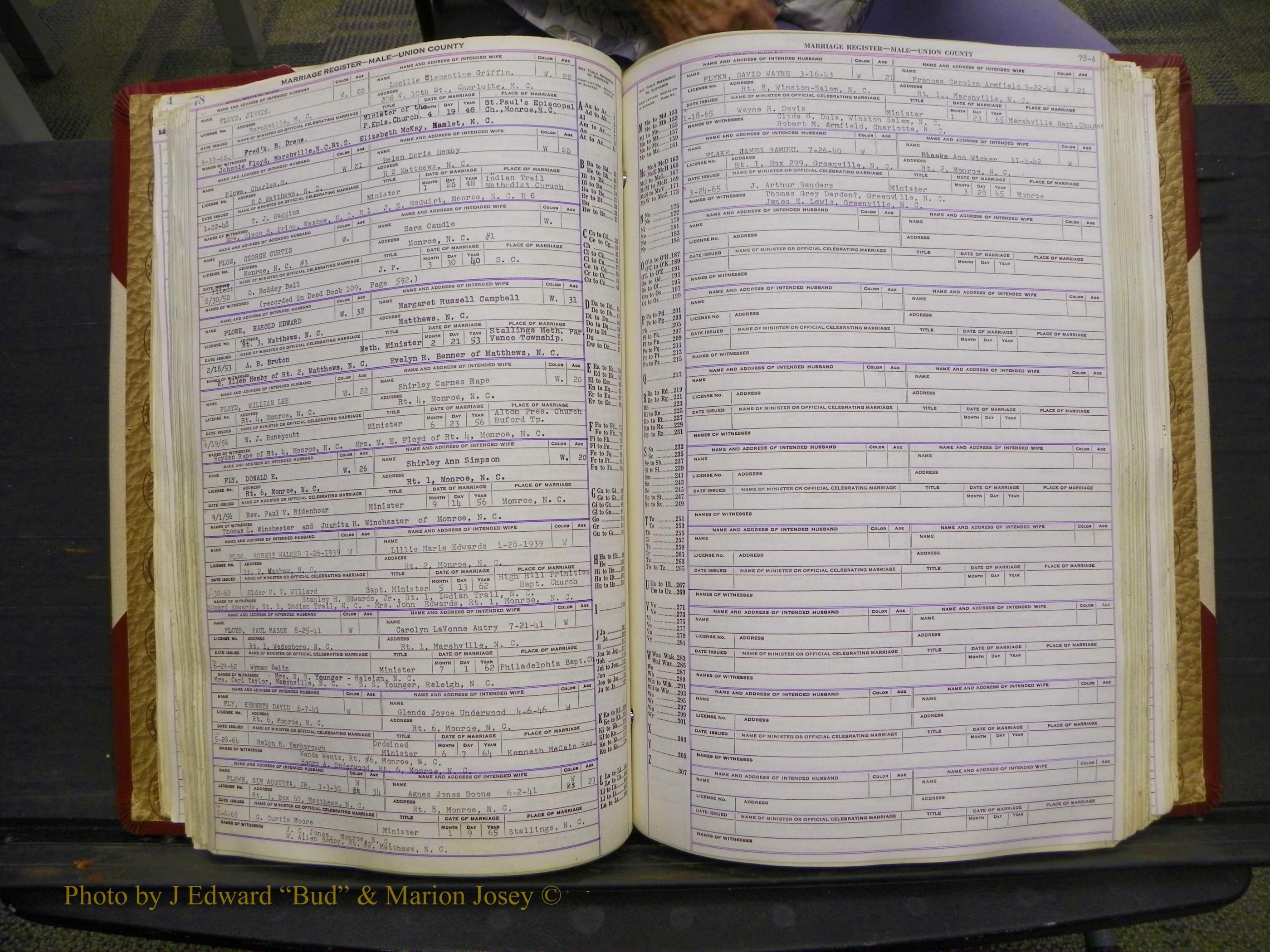 Union Co, NC Marriage Book 10, A-Z, 1937-1965 (95).JPG