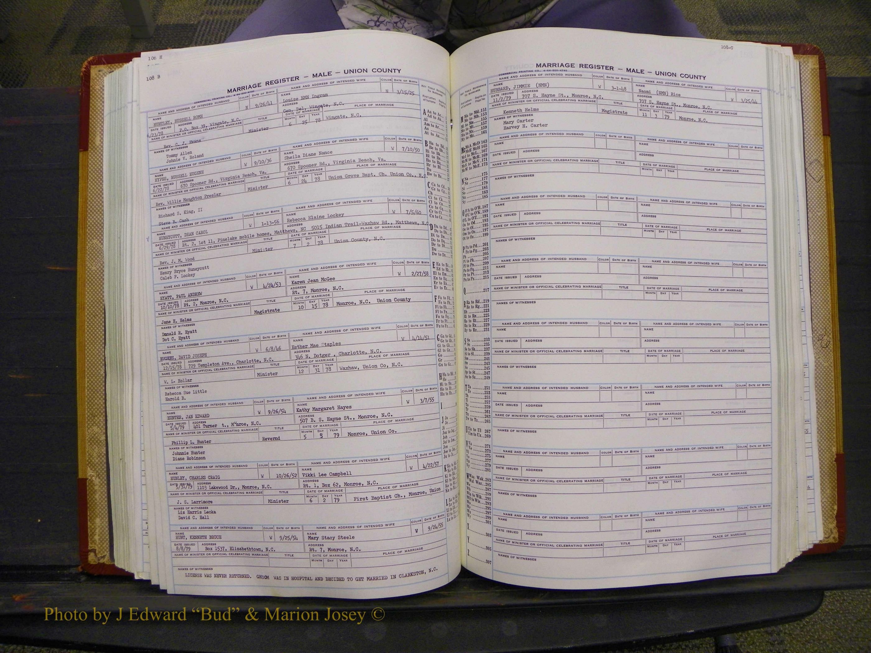 Union Co, NC Marriage Book 11, A-Z, 1965-1979 (149).JPG