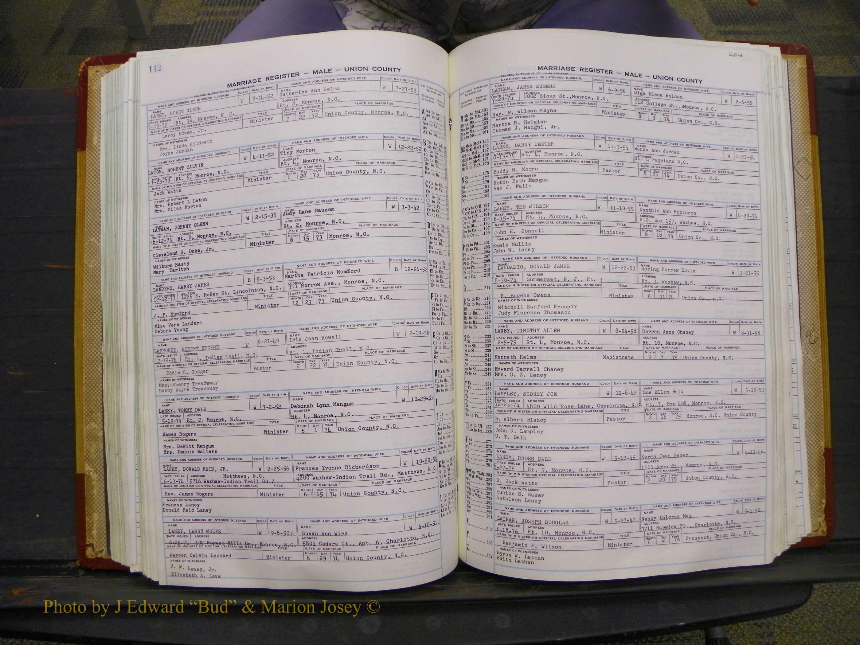 Union Co, NC Marriage Book 11, A-Z, 1965-1979 (173).JPG