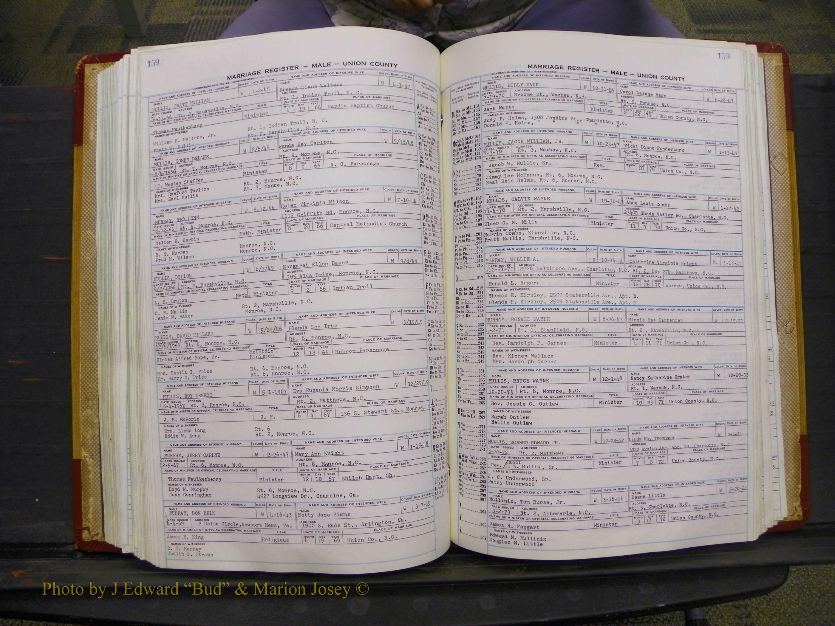 Union Co, NC Marriage Book 11, A-Z, 1965-1979 (202).JPG