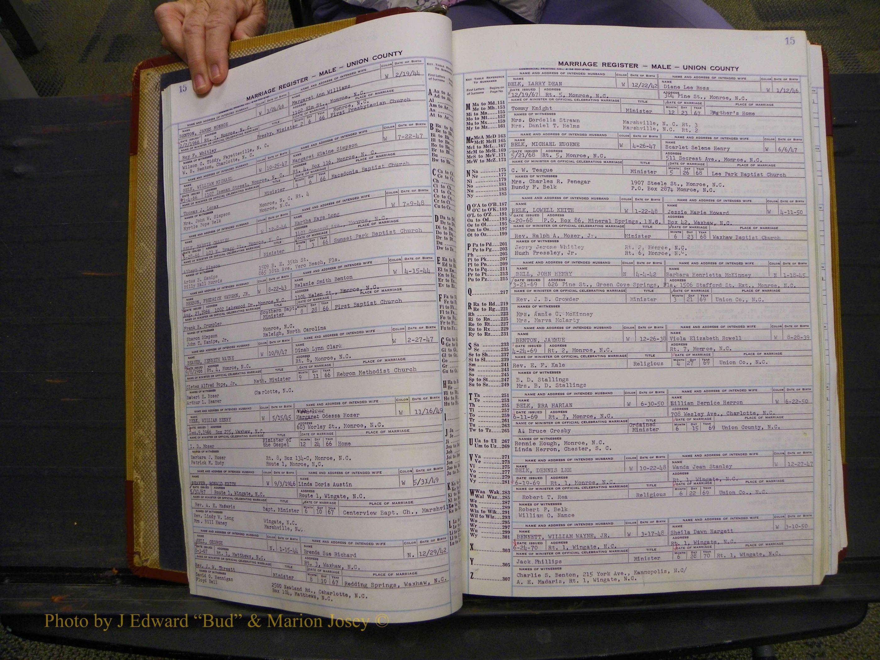 Union Co, NC Marriage Book 11, A-Z, 1965-1979 (22).JPG