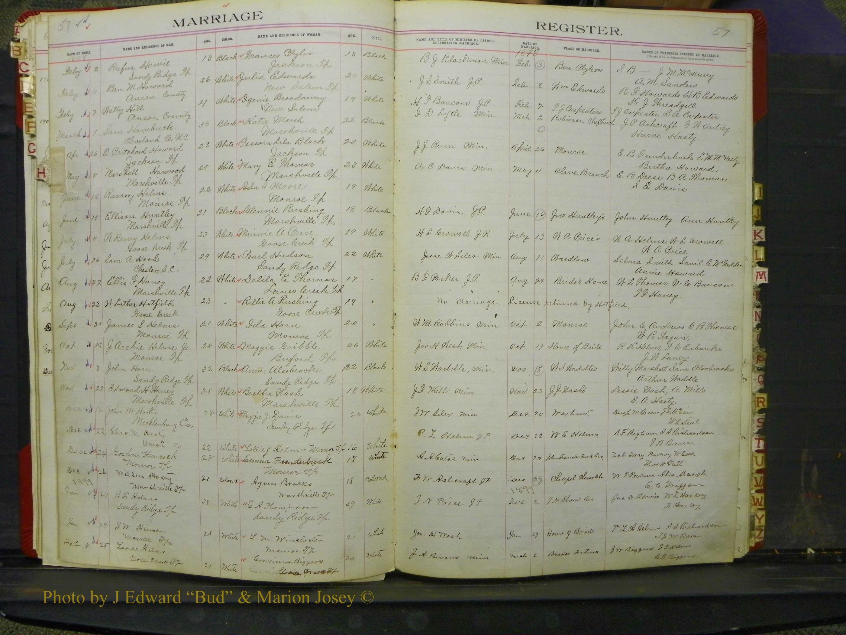 Union Co, NC Marriage Book 6, A-Z, 1898-1902 (26).JPG